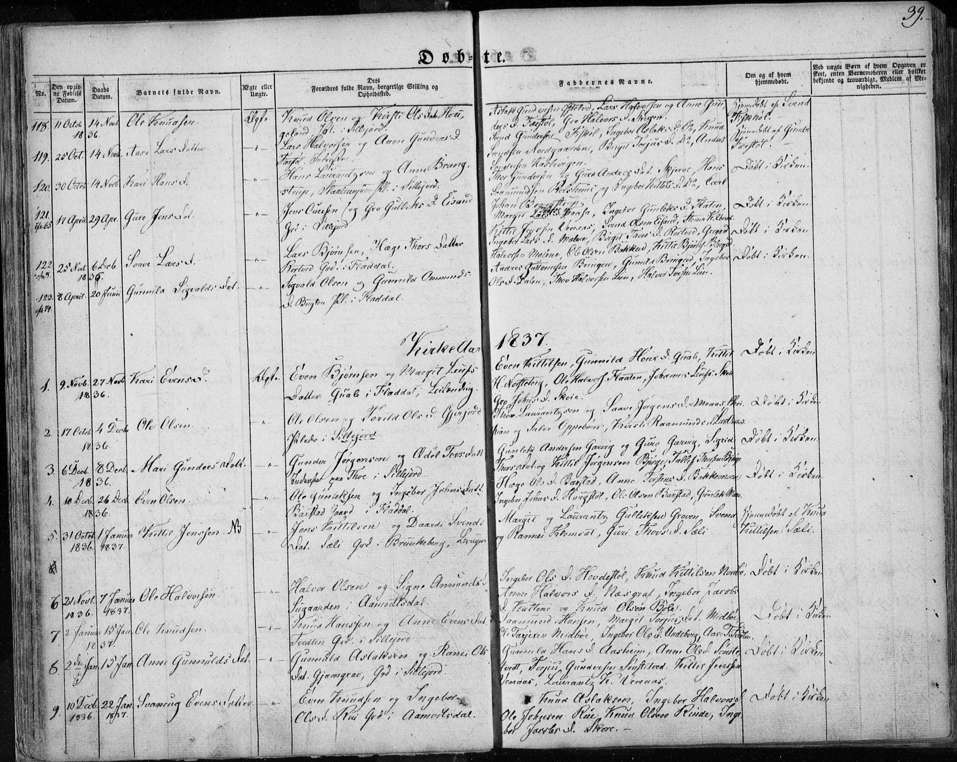 Seljord kirkebøker, SAKO/A-20/F/Fa/L0011: Parish register (official) no. I 11, 1831-1849, p. 39