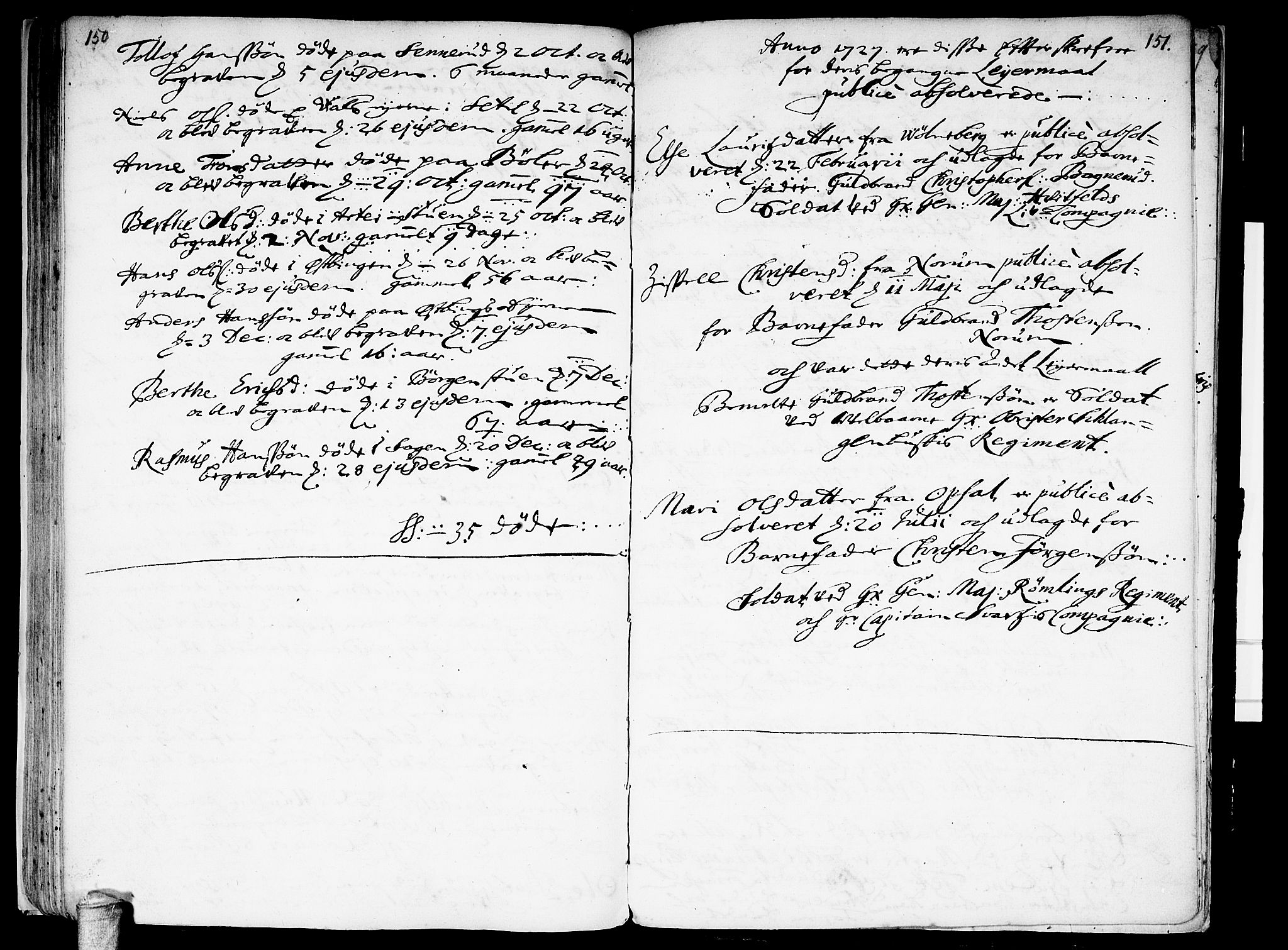 Sørum prestekontor Kirkebøker, AV/SAO-A-10303/F/Fa/L0001: Parish register (official) no. I 1, 1710-1730, p. 150-151