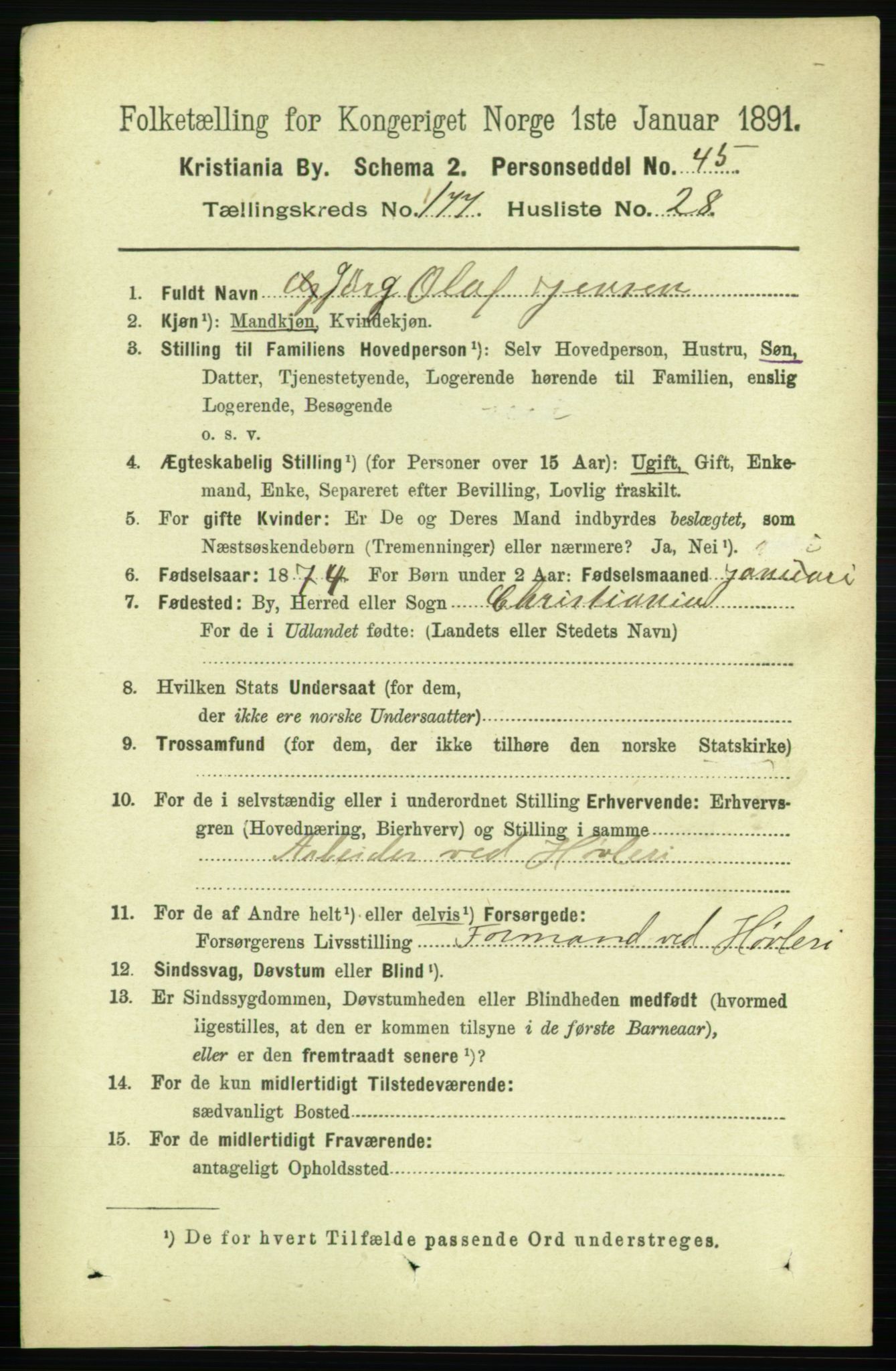 RA, 1891 census for 0301 Kristiania, 1891, p. 107017