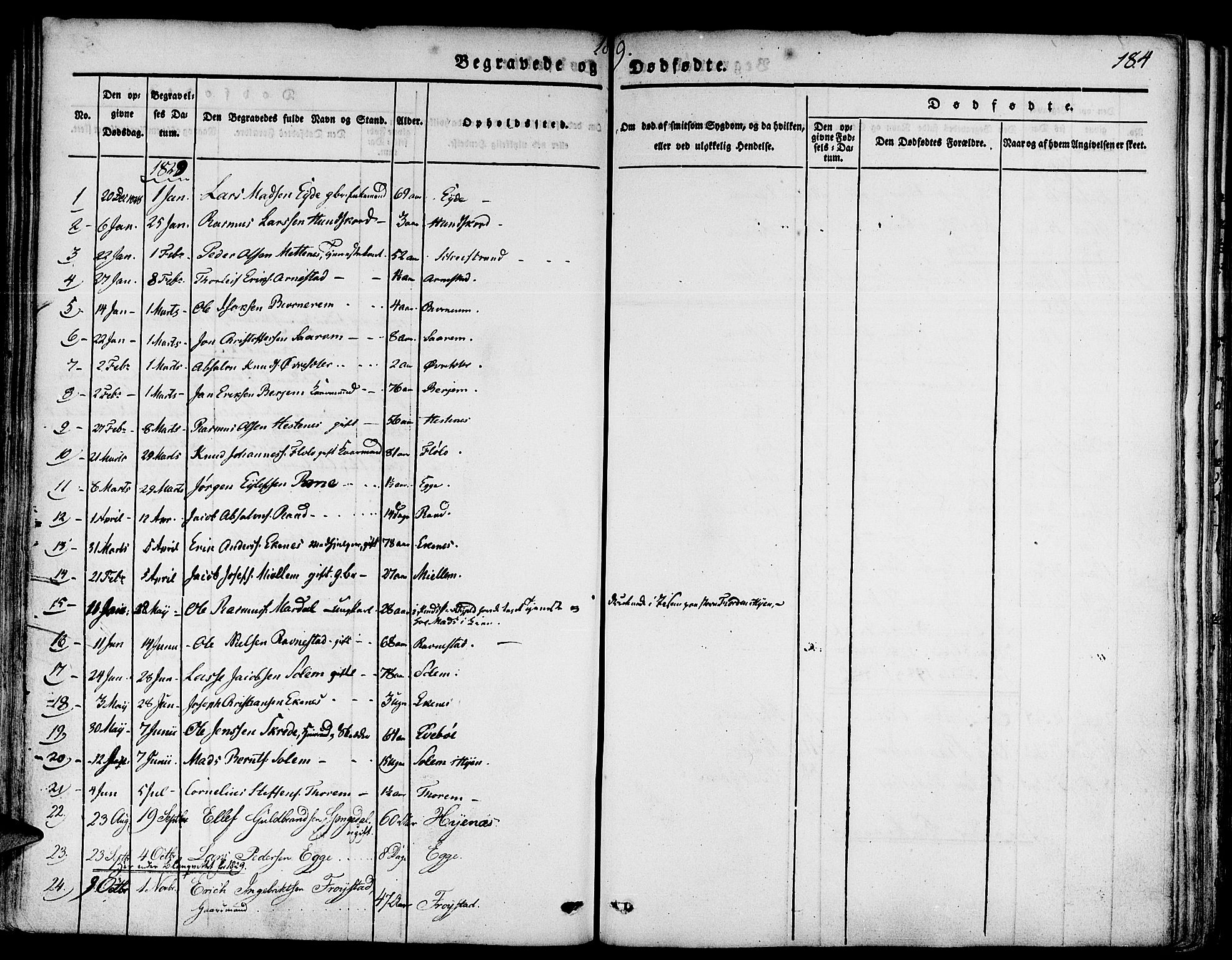 Gloppen sokneprestembete, SAB/A-80101/H/Haa/Haaa/L0007: Parish register (official) no. A 7, 1827-1837, p. 184