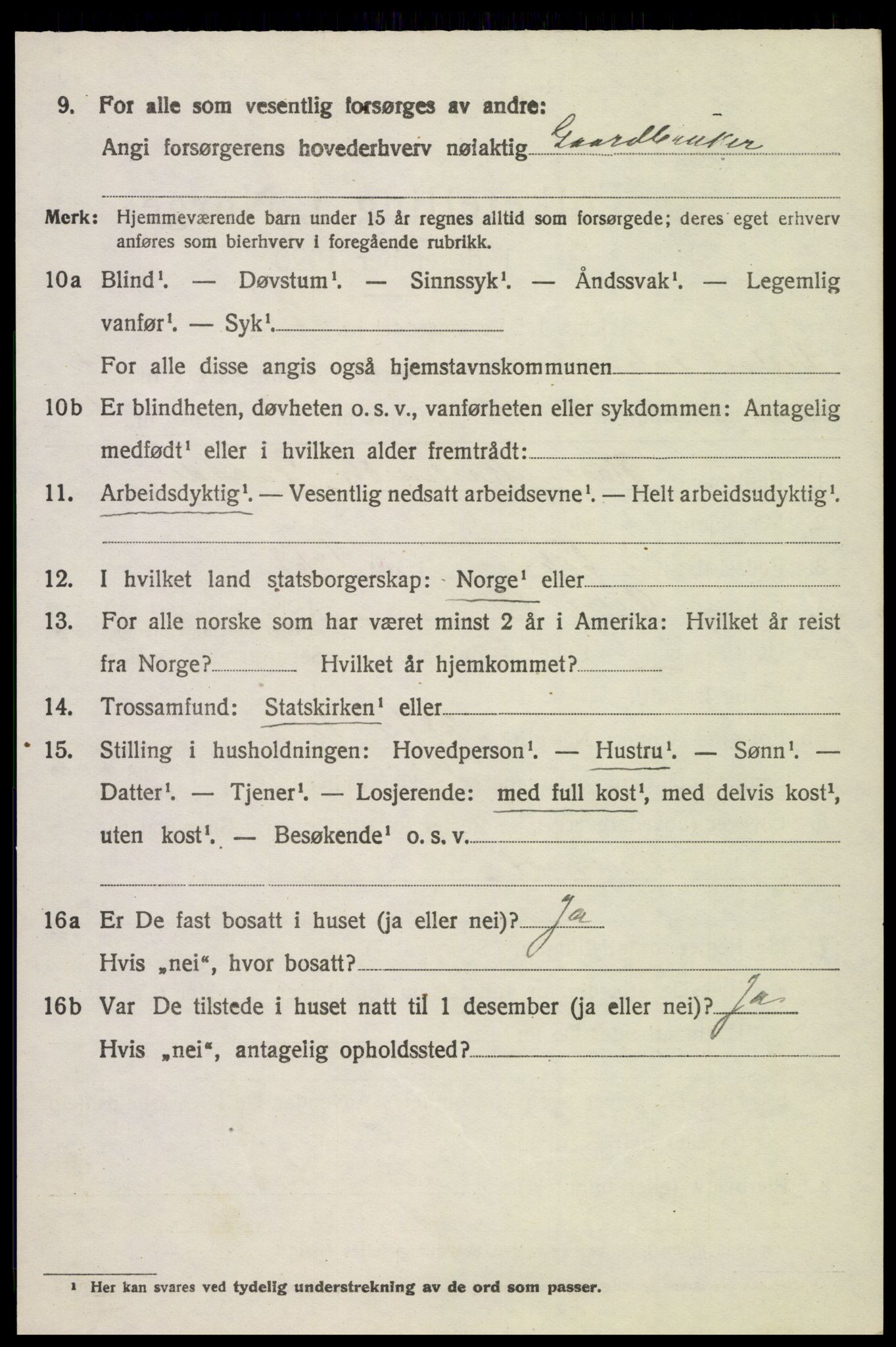 SAH, 1920 census for Vestre Toten, 1920, p. 7143