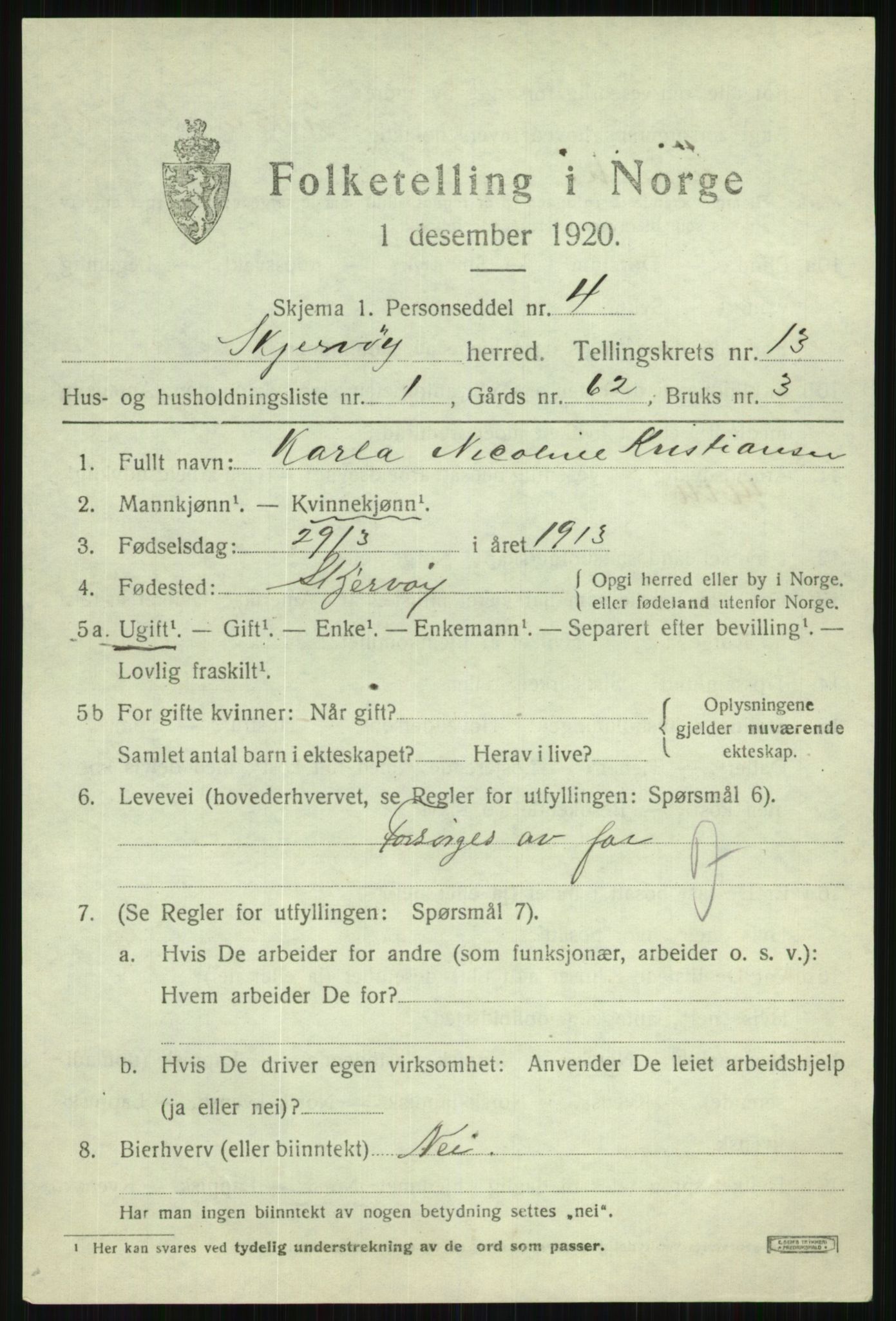 SATØ, 1920 census for Skjervøy, 1920, p. 6389