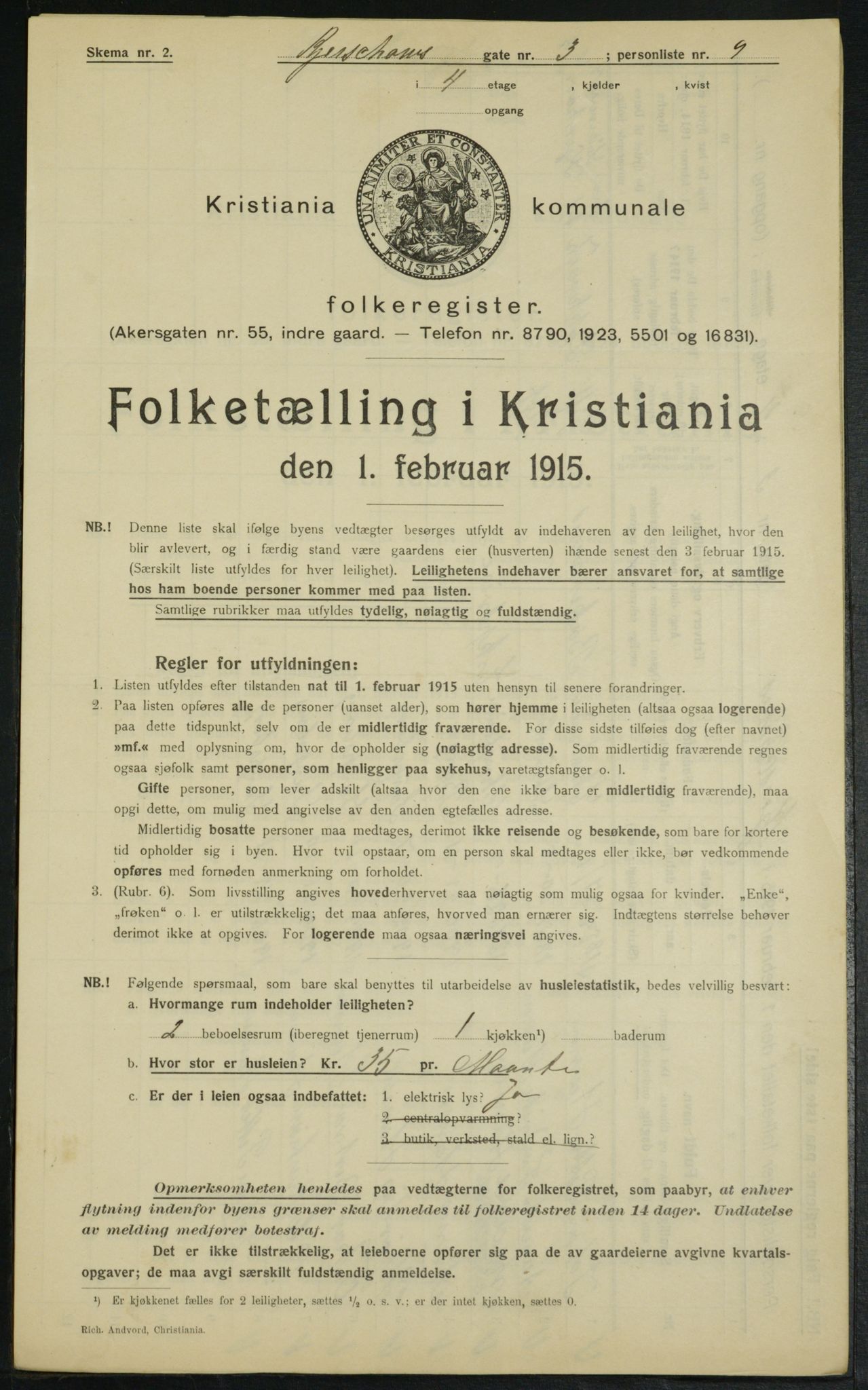 OBA, Municipal Census 1915 for Kristiania, 1915, p. 48945