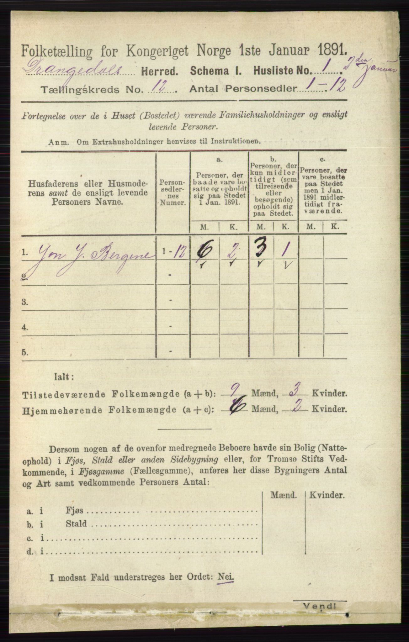 RA, 1891 census for 0817 Drangedal, 1891, p. 4311