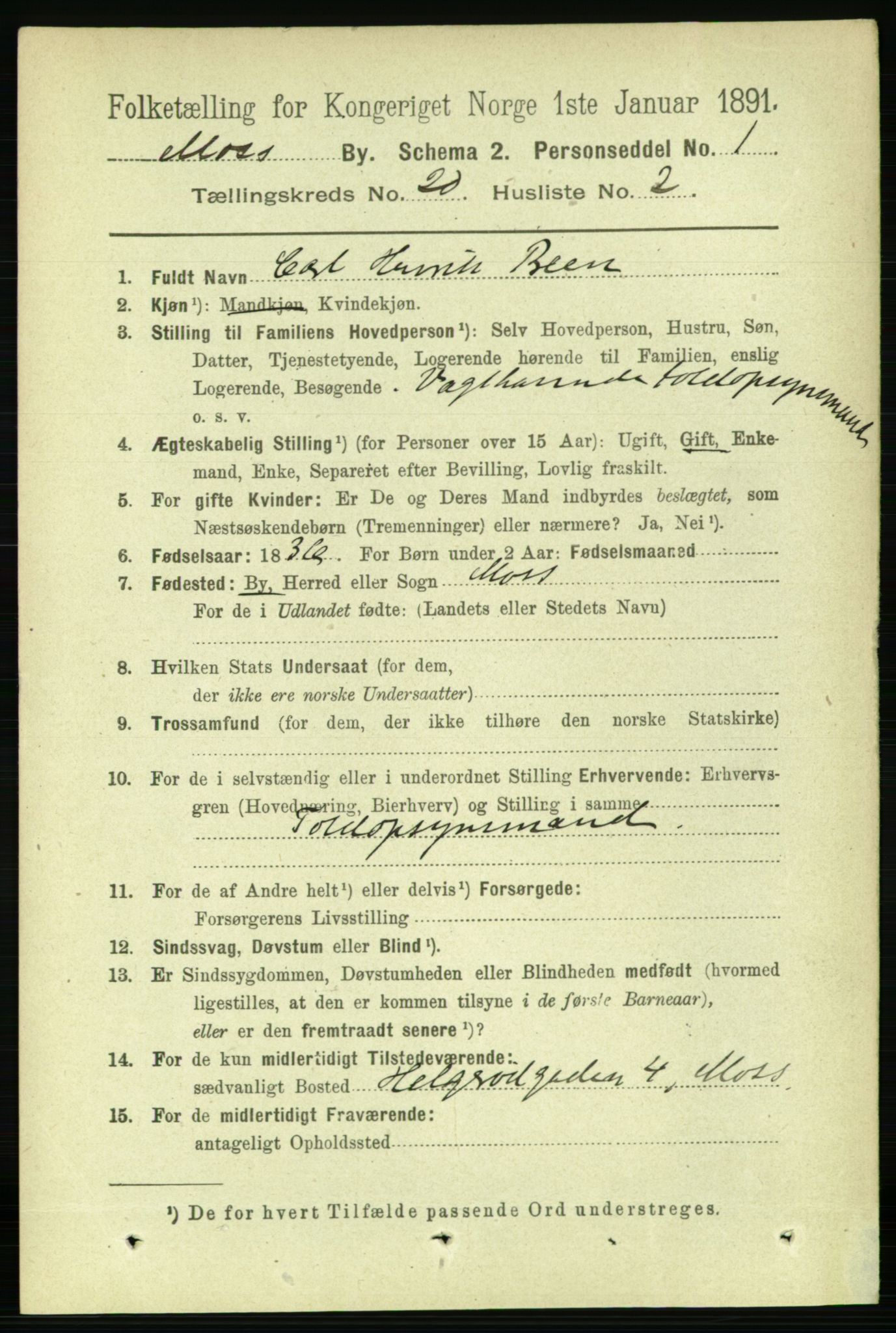 RA, 1891 census for 0104 Moss, 1891, p. 8751