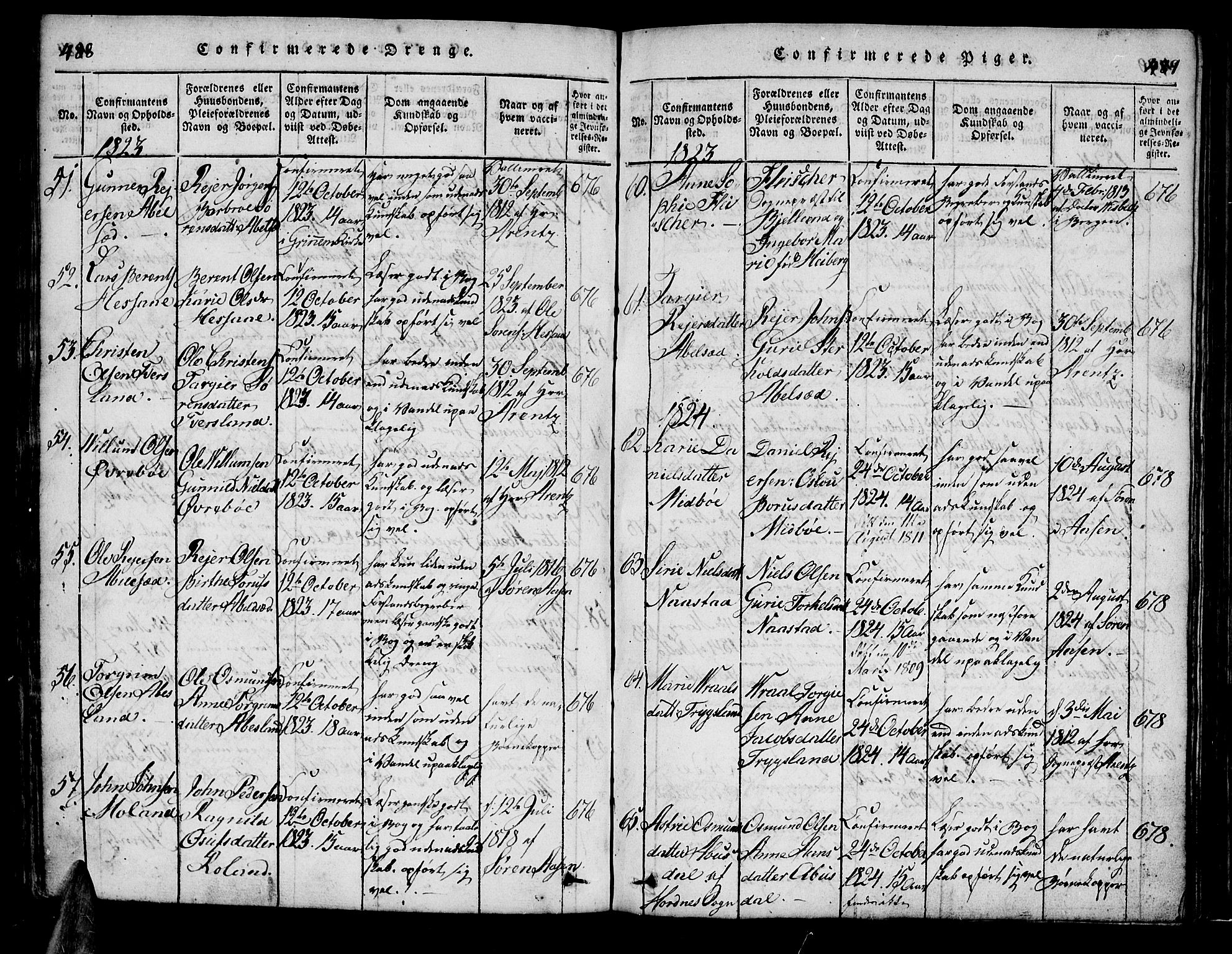 Bjelland sokneprestkontor, SAK/1111-0005/F/Fa/Faa/L0002: Parish register (official) no. A 2, 1816-1866, p. 488-489