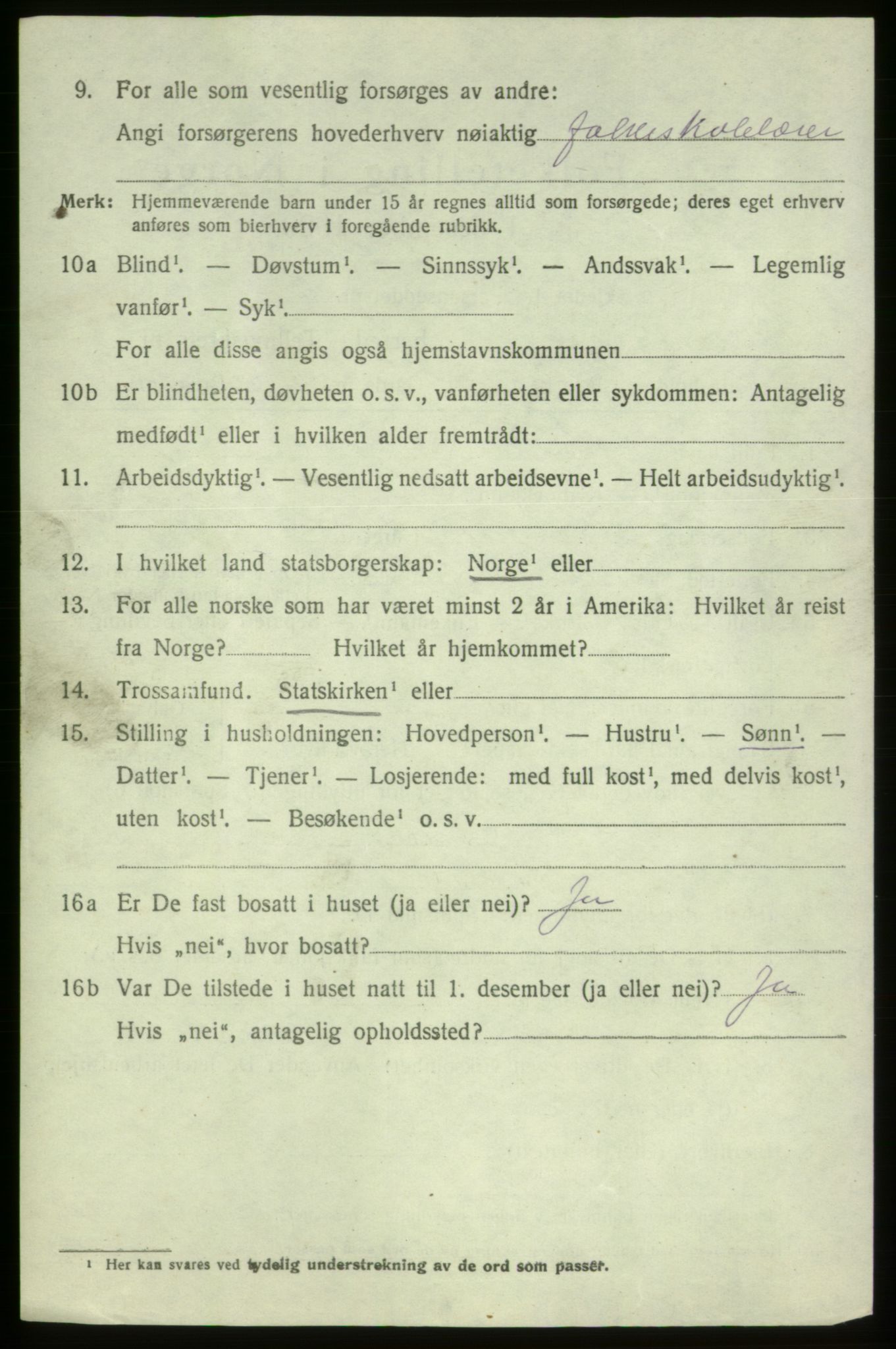 SAB, 1920 census for Bremnes, 1920, p. 5071