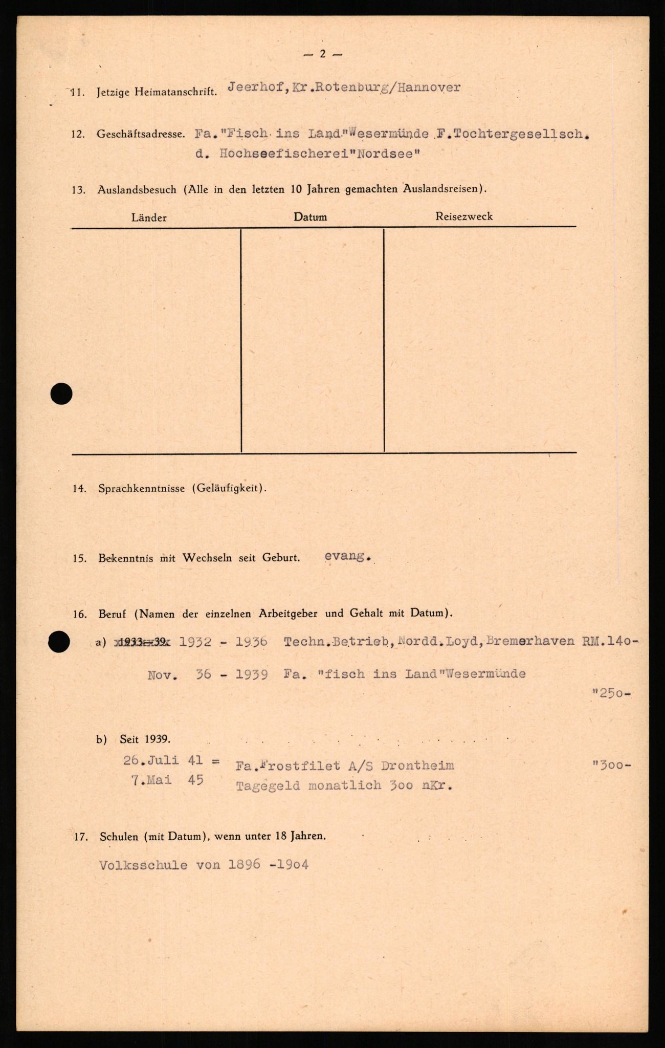 Forsvaret, Forsvarets overkommando II, AV/RA-RAFA-3915/D/Db/L0021: CI Questionaires. Tyske okkupasjonsstyrker i Norge. Tyskere., 1945-1946, p. 160