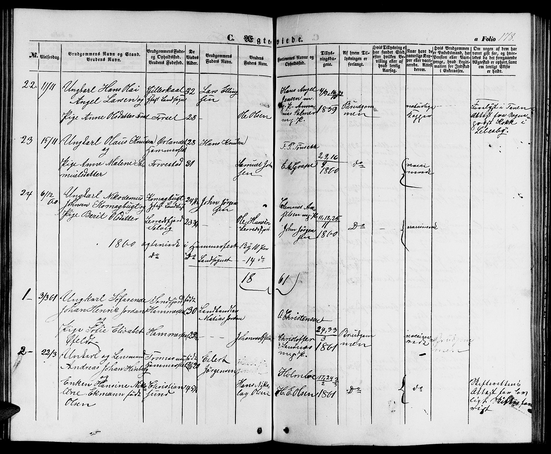 Hammerfest sokneprestkontor, SATØ/S-1347/H/Hb/L0002.klokk: Parish register (copy) no. 2, 1851-1861, p. 178