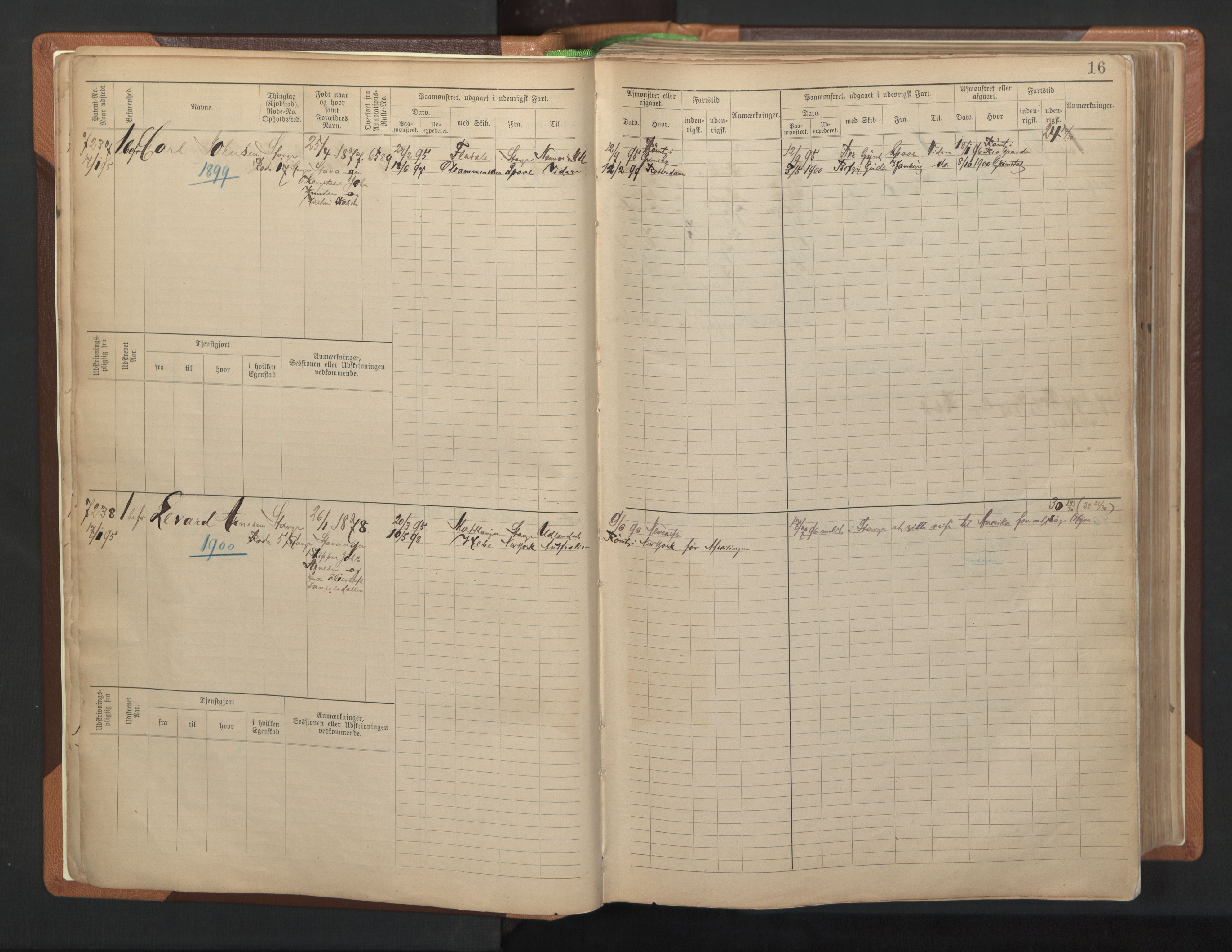 Stavanger sjømannskontor, AV/SAST-A-102006/F/Fb/Fbb/L0012: Sjøfartshovedrulle, patentnr. 7207-8158, 1894-1904, p. 19