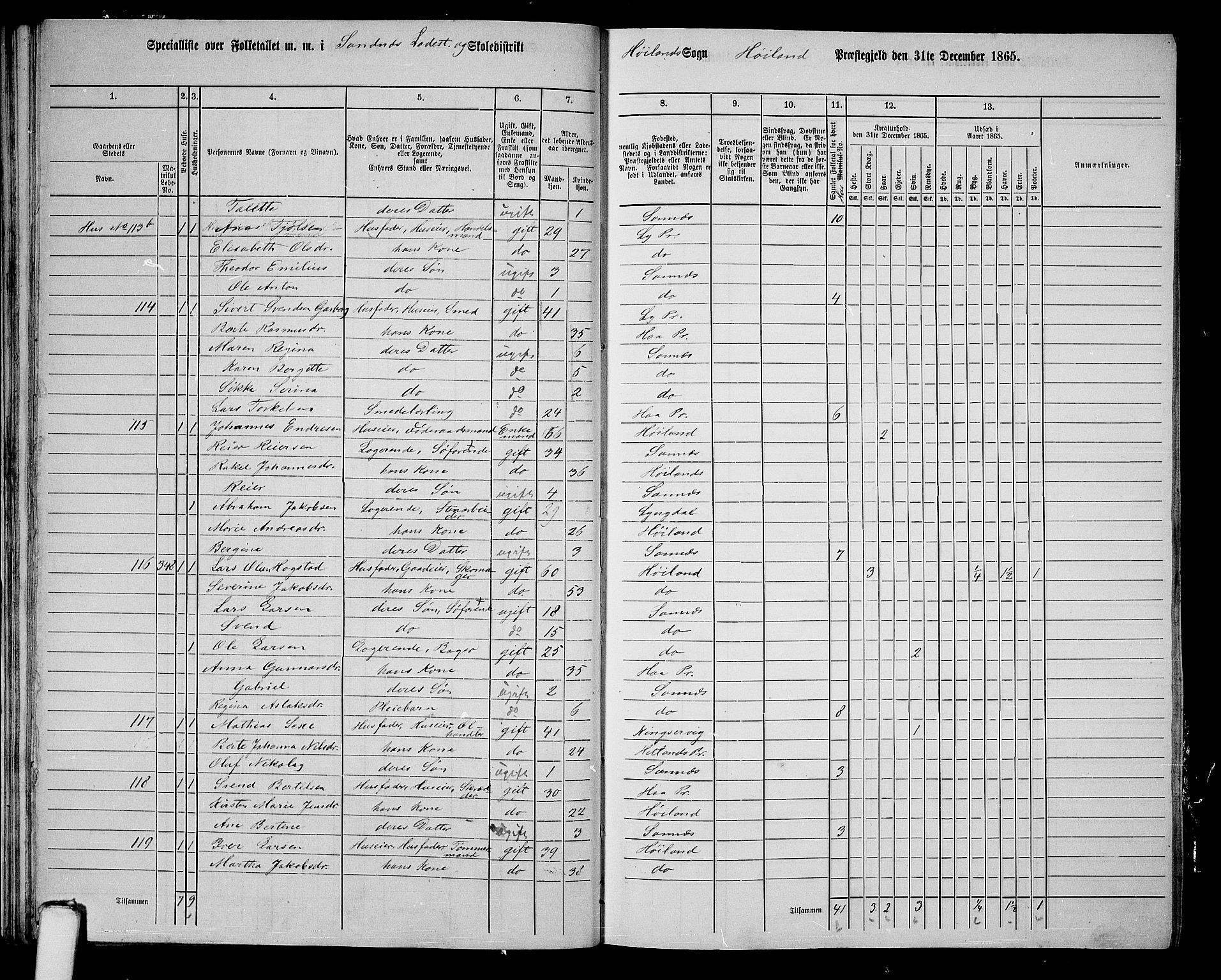 RA, 1865 census for Høyland, 1865, p. 179