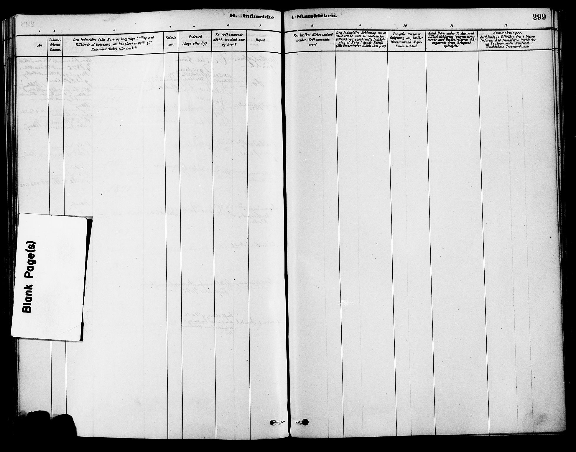 Tromøy sokneprestkontor, AV/SAK-1111-0041/F/Fa/L0009: Parish register (official) no. A 9, 1878-1896, p. 299