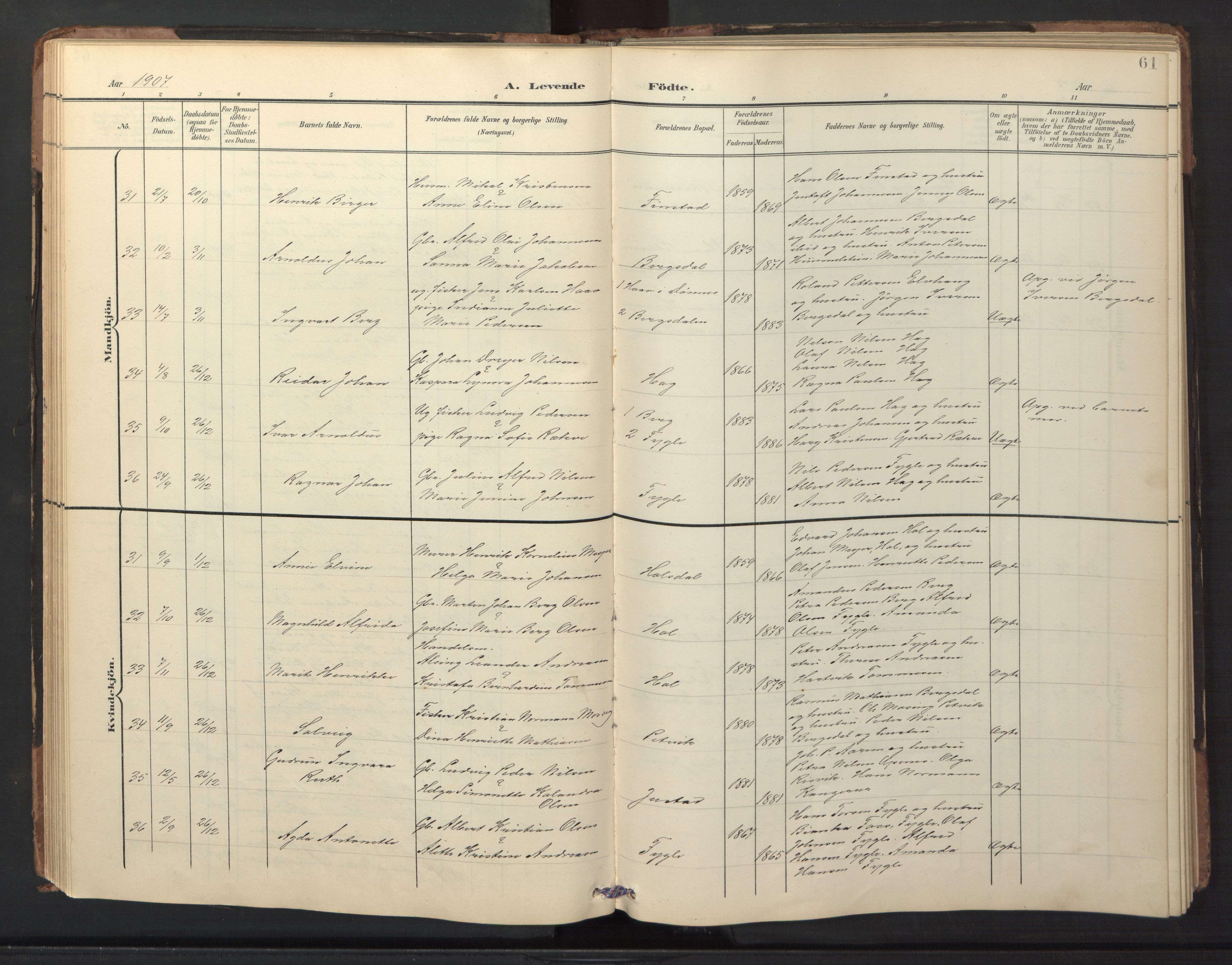 Ministerialprotokoller, klokkerbøker og fødselsregistre - Nordland, AV/SAT-A-1459/882/L1185: Parish register (copy) no. 882C03, 1898-1910, p. 61