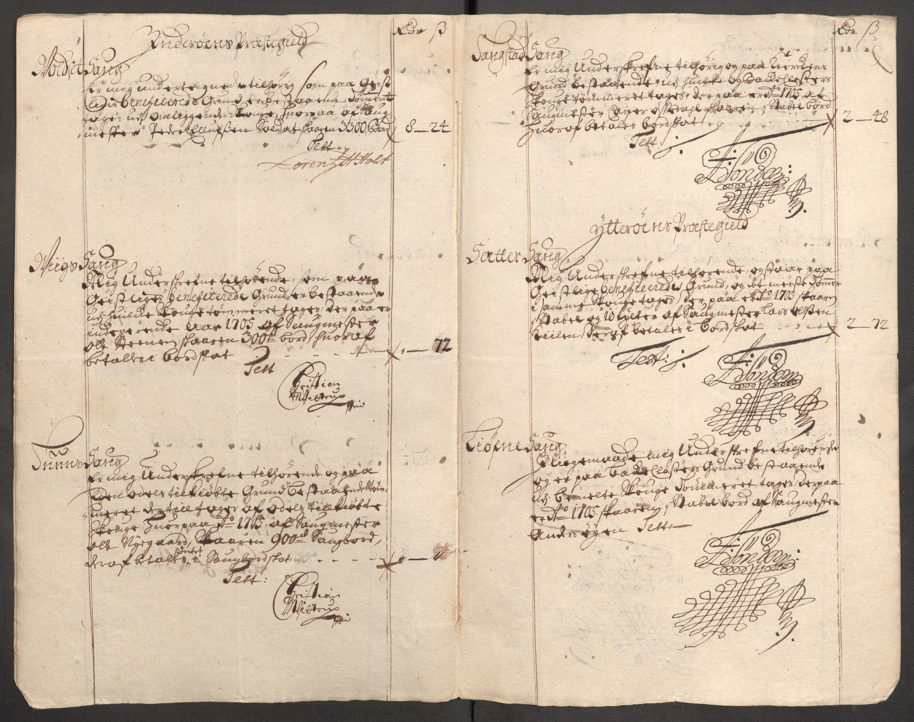 Rentekammeret inntil 1814, Reviderte regnskaper, Fogderegnskap, RA/EA-4092/R63/L4314: Fogderegnskap Inderøy, 1705, p. 126