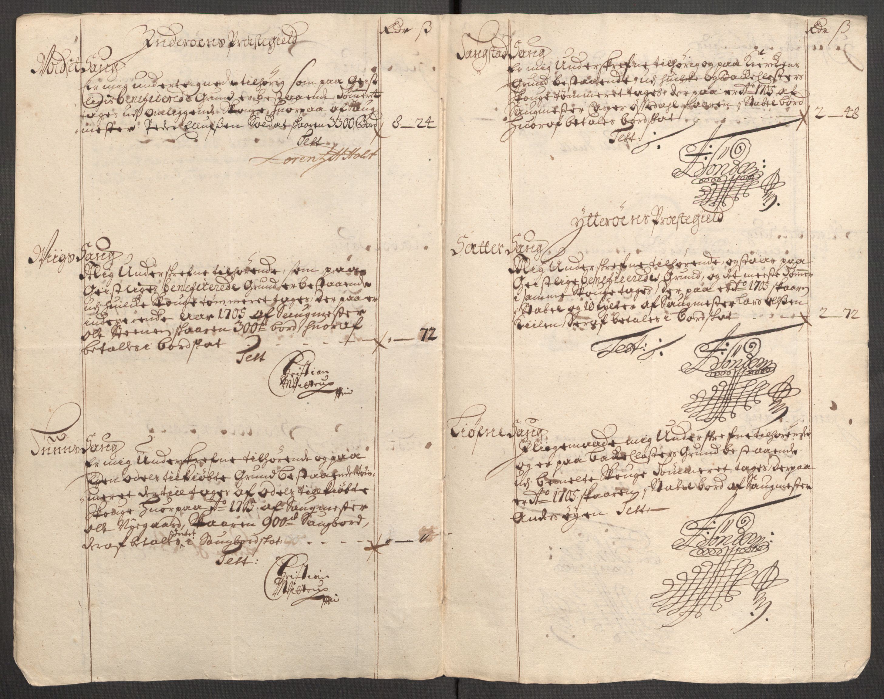 Rentekammeret inntil 1814, Reviderte regnskaper, Fogderegnskap, AV/RA-EA-4092/R63/L4314: Fogderegnskap Inderøy, 1705, p. 126