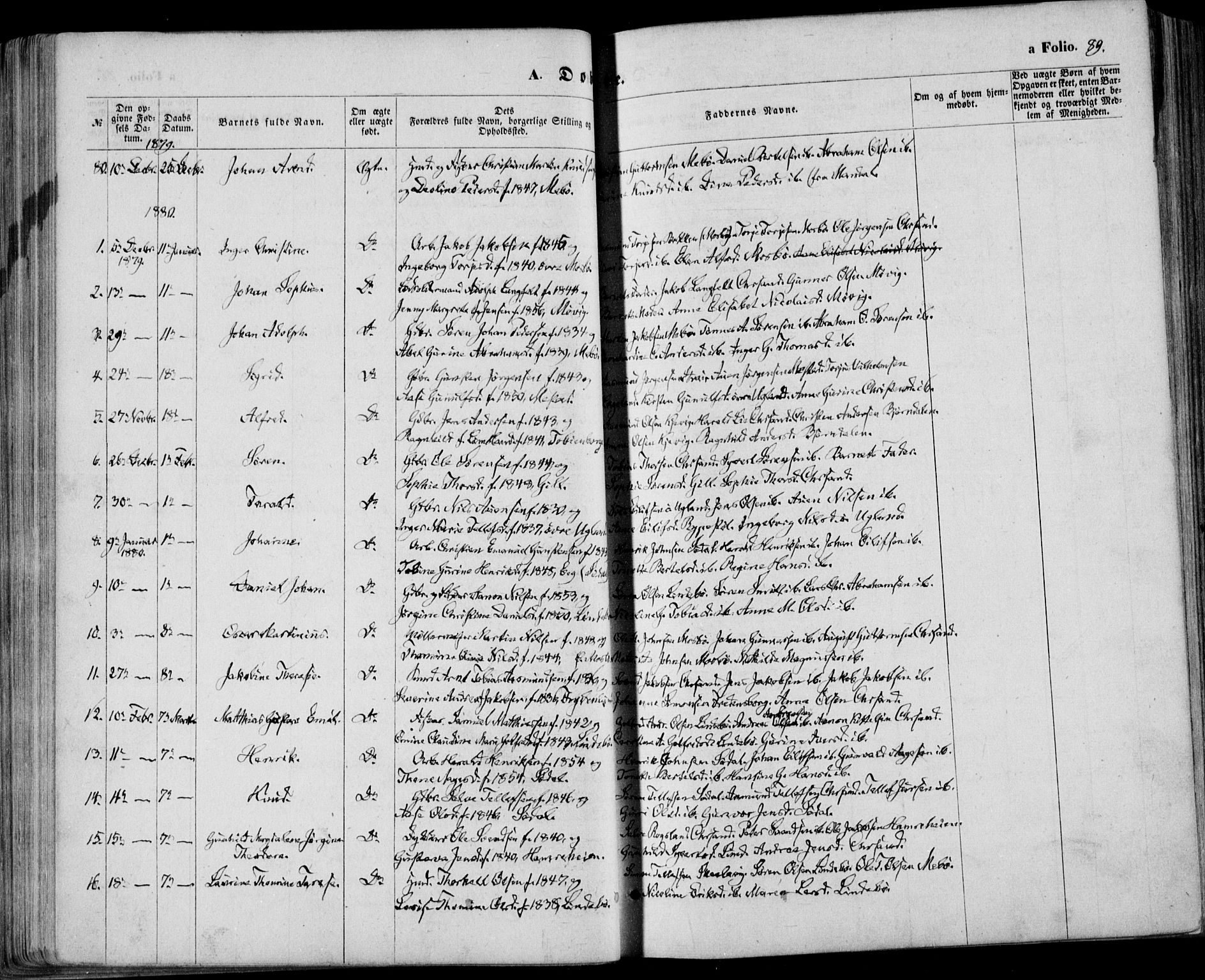 Oddernes sokneprestkontor, AV/SAK-1111-0033/F/Fa/Faa/L0008: Parish register (official) no. A 8, 1864-1880, p. 89