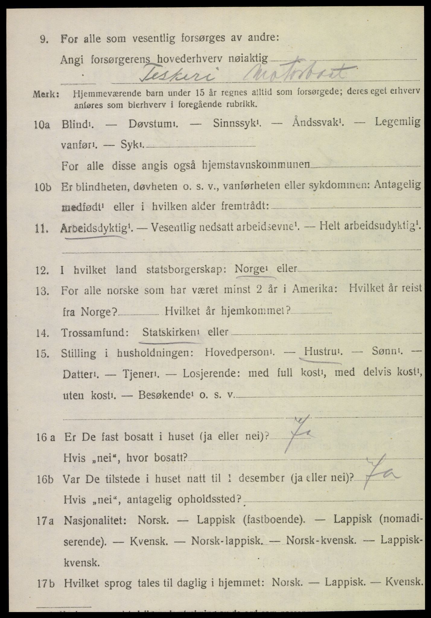 SAT, 1920 census for Vikna, 1920, p. 4360