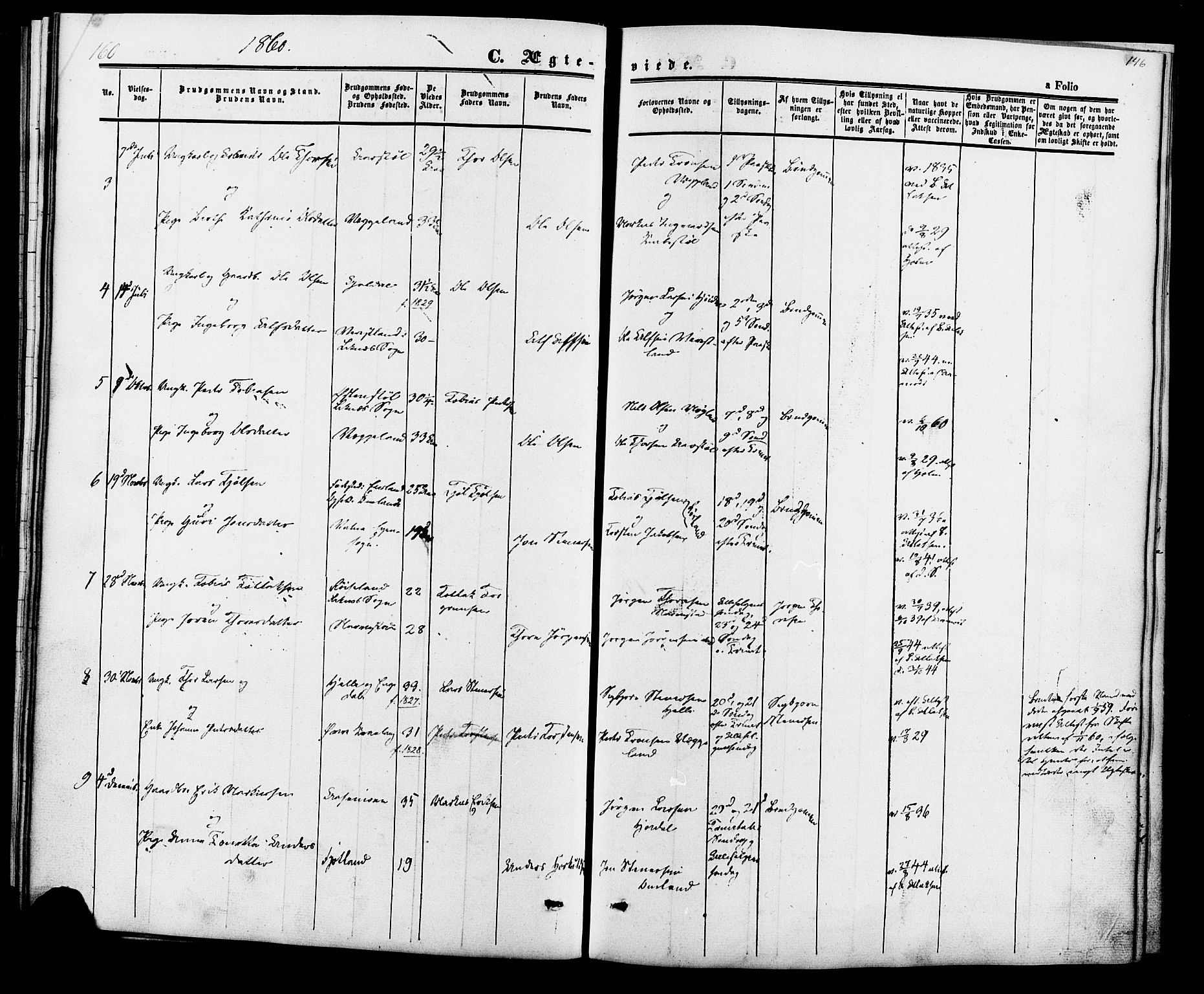 Fjotland sokneprestkontor, SAK/1111-0010/F/Fa/L0001: Parish register (official) no. A 1, 1850-1879, p. 146
