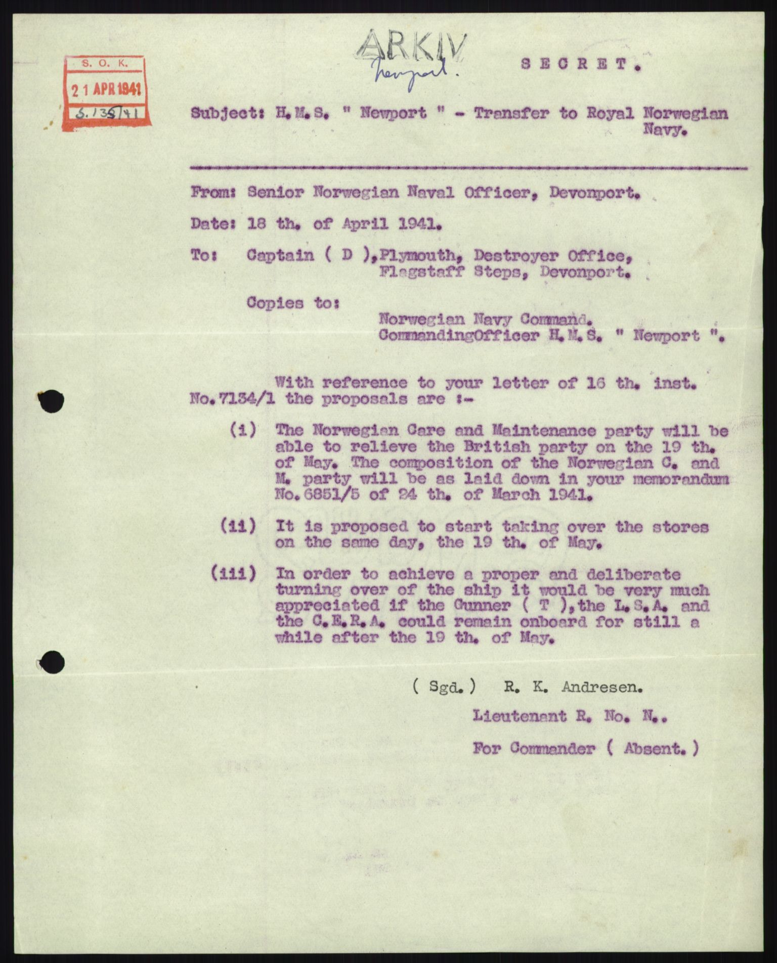 Forsvaret, Sjøforsvarets overkommando, AV/RA-RAFA-2035/D/Dc/L0194: --, 1941-1944, p. 365