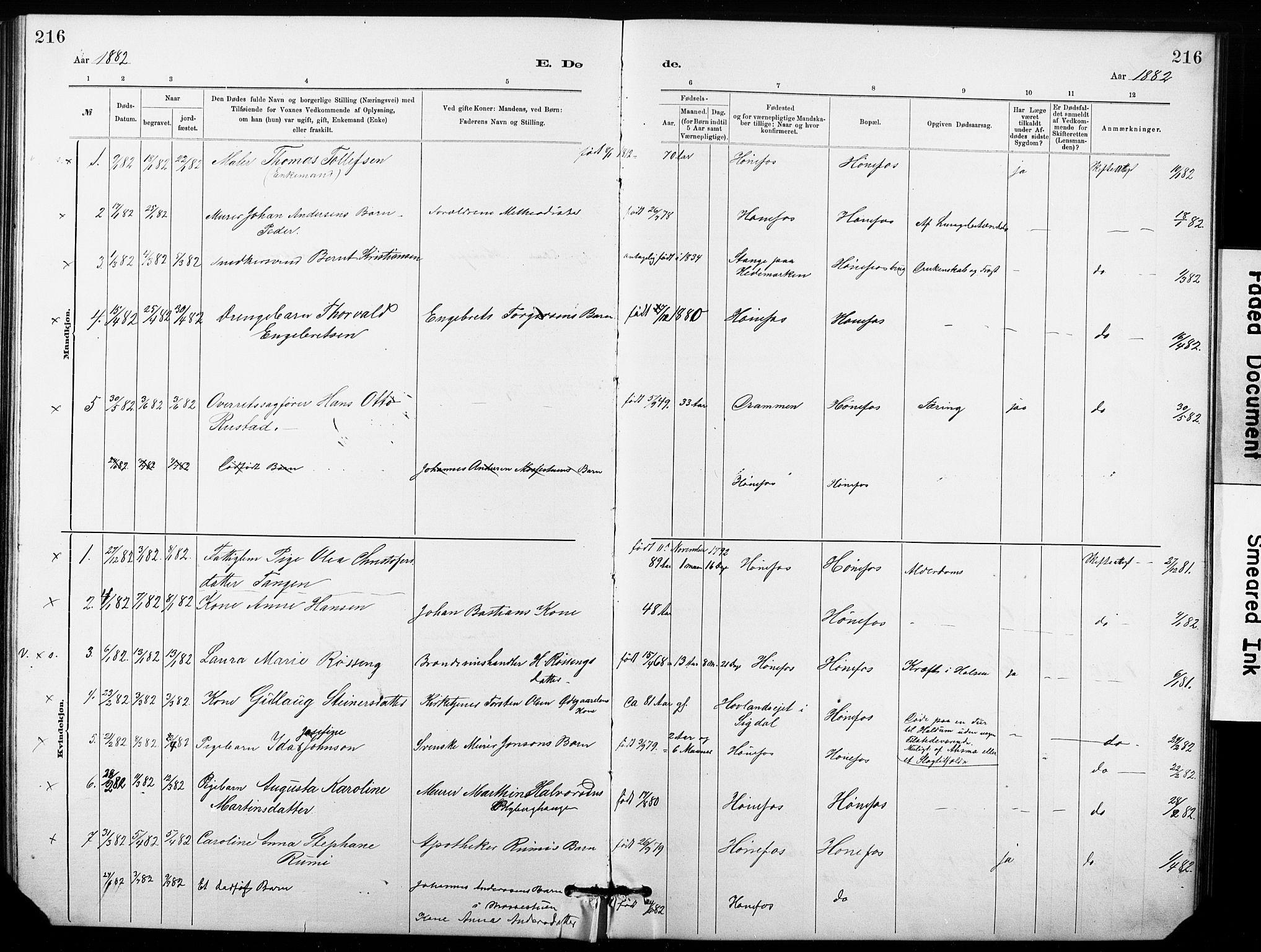 Hønefoss kirkebøker, AV/SAKO-A-609/G/Ga/L0001: Parish register (copy) no. 1, 1870-1887, p. 216