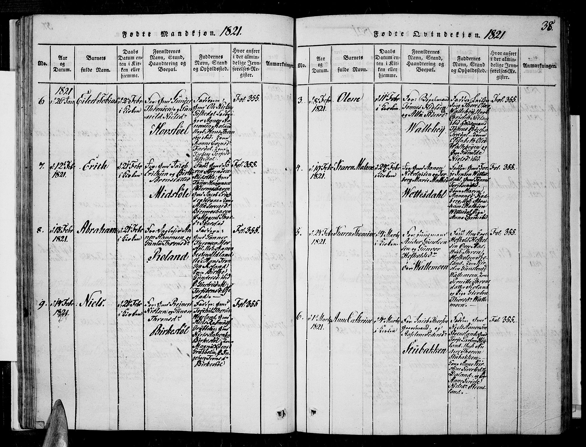 Sør-Audnedal sokneprestkontor, AV/SAK-1111-0039/F/Fa/Fab/L0005: Parish register (official) no. A 5, 1816-1830, p. 38