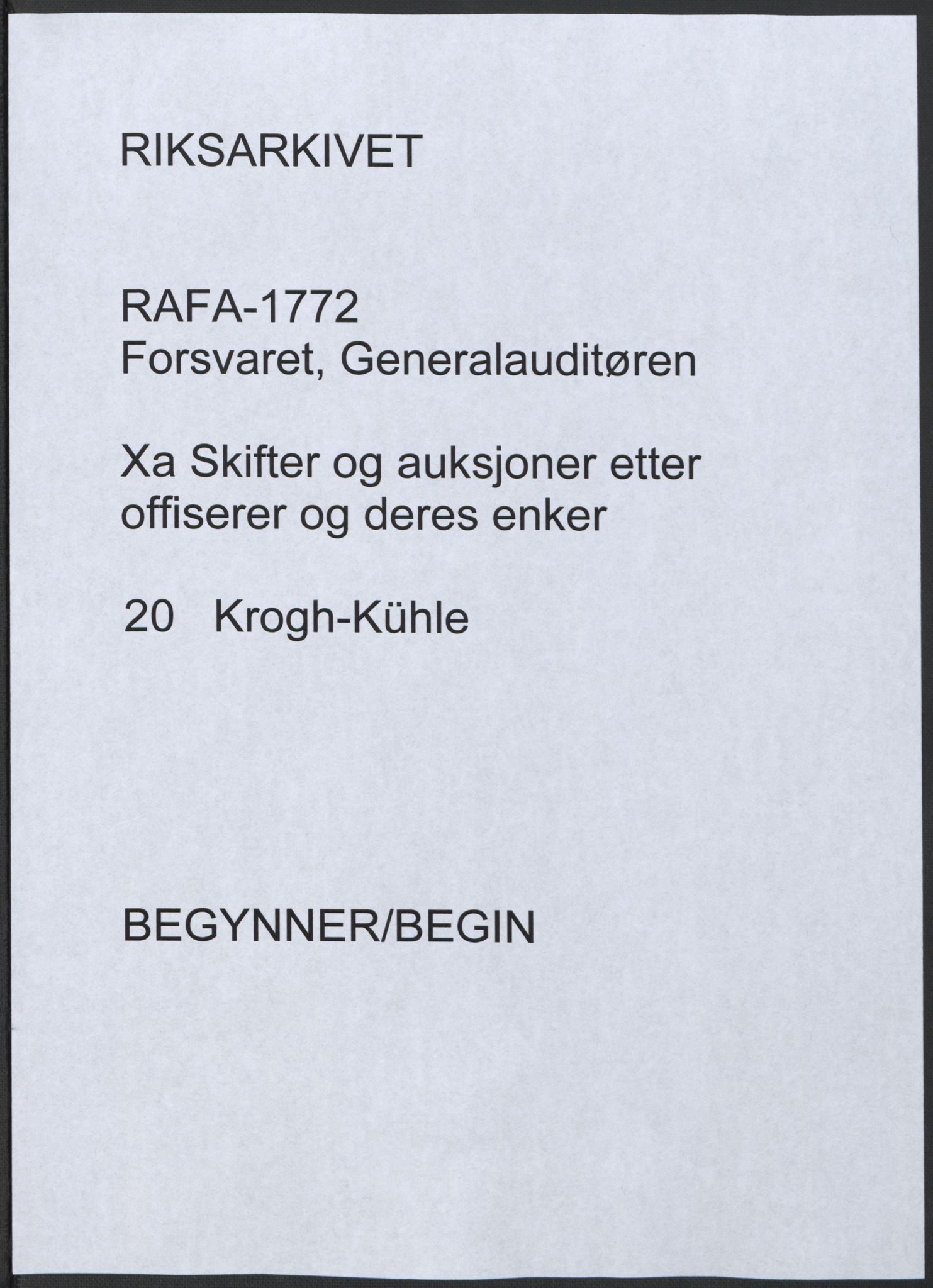 Forsvaret, Generalauditøren, AV/RA-RAFA-1772/F/Fj/Fja/L0020: --, 1746-1820, p. 1