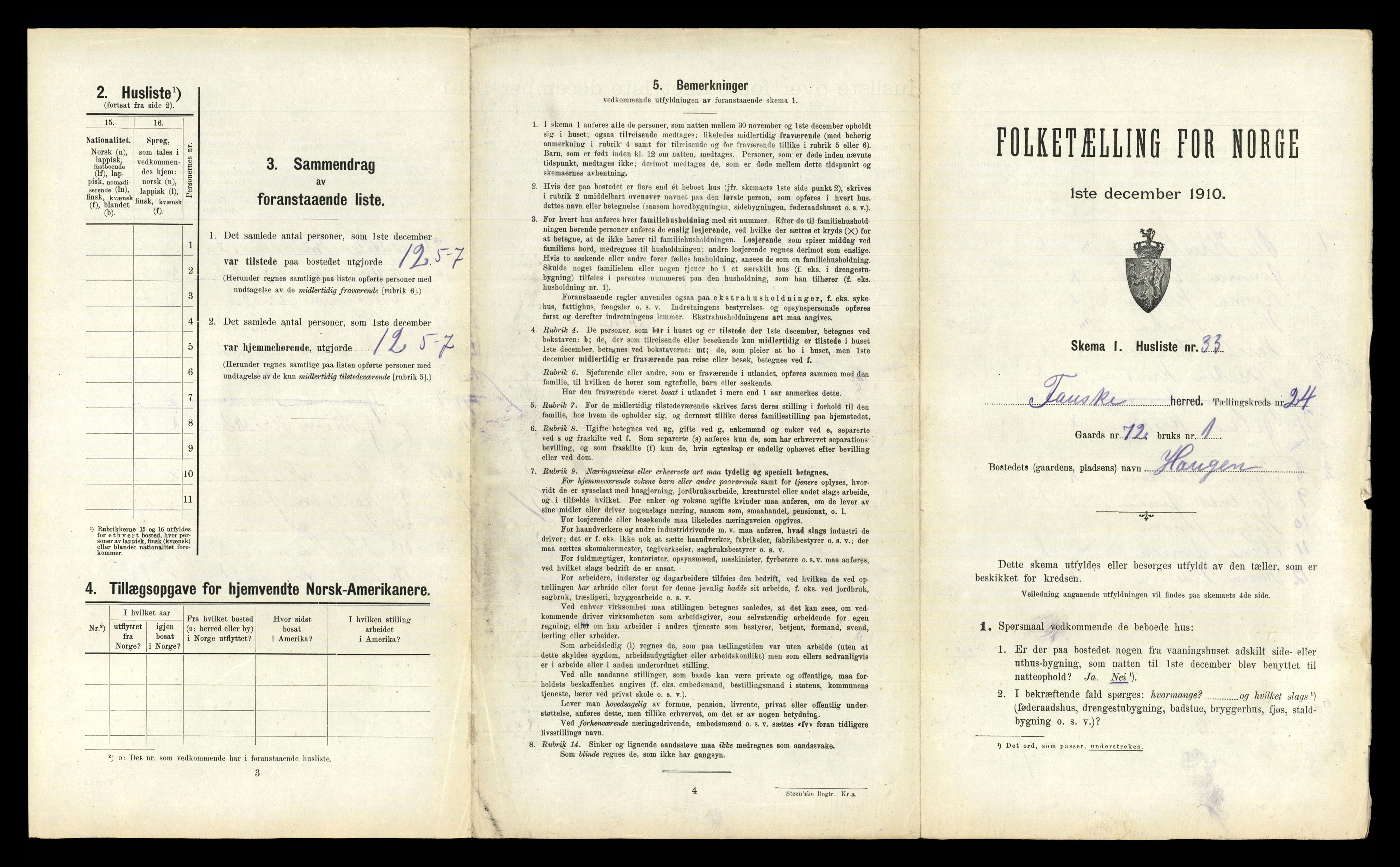 RA, 1910 census for Fauske, 1910, p. 1710