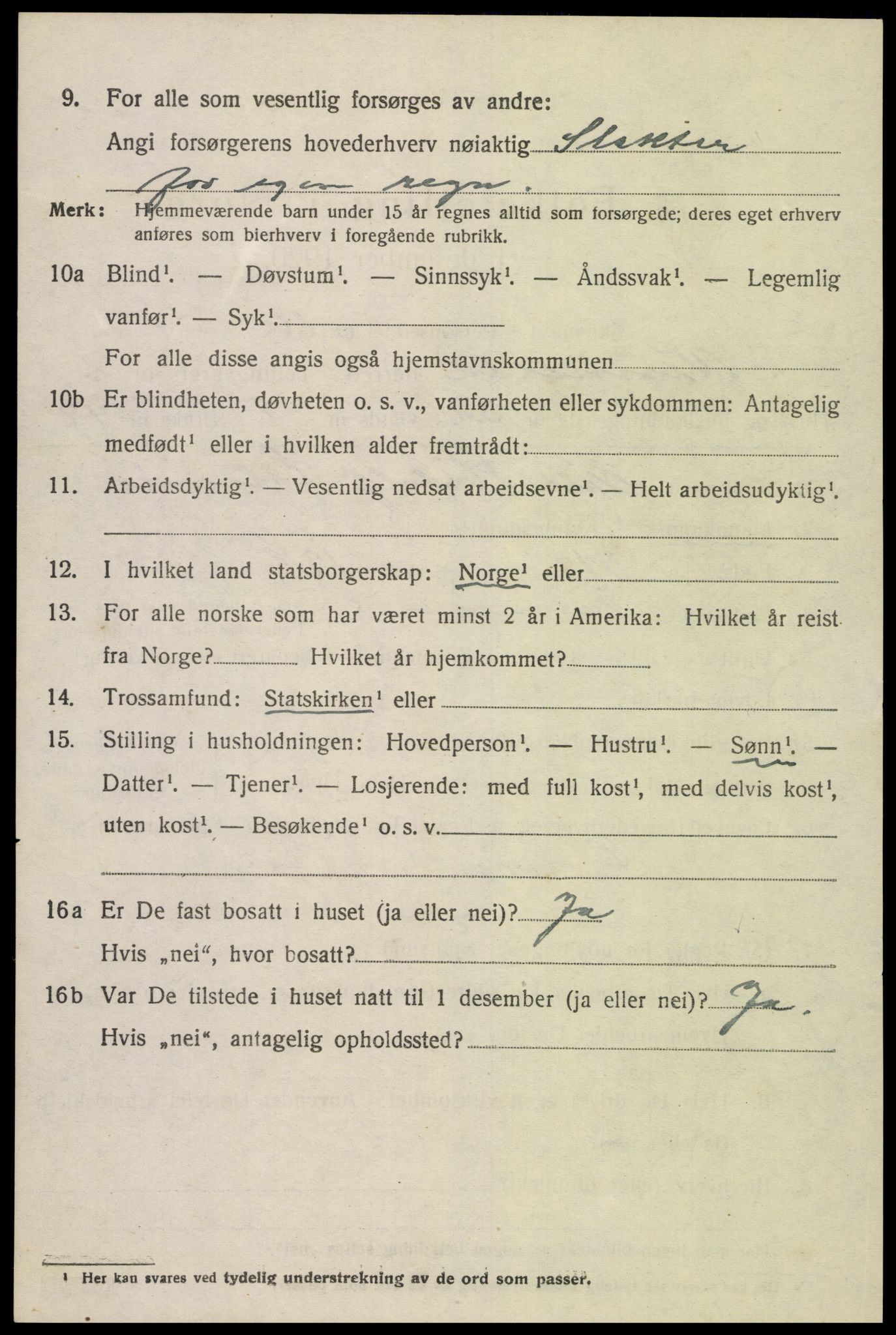 SAK, 1920 census for Vennesla, 1920, p. 1899