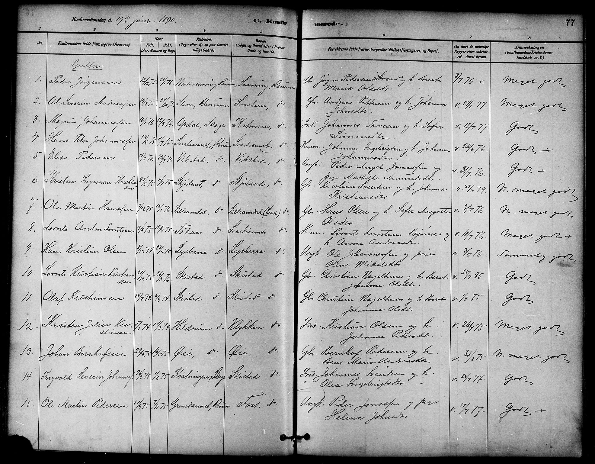 Ministerialprotokoller, klokkerbøker og fødselsregistre - Nord-Trøndelag, SAT/A-1458/764/L0555: Parish register (official) no. 764A10, 1881-1896, p. 77