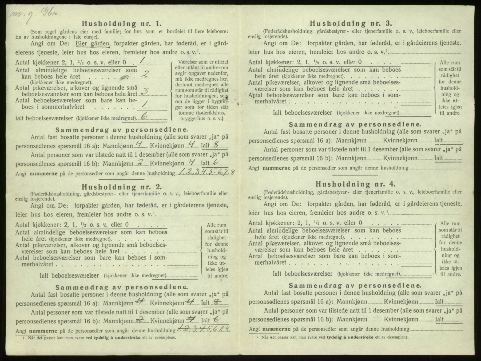 SAB, 1920 census for Gulen, 1920, p. 326