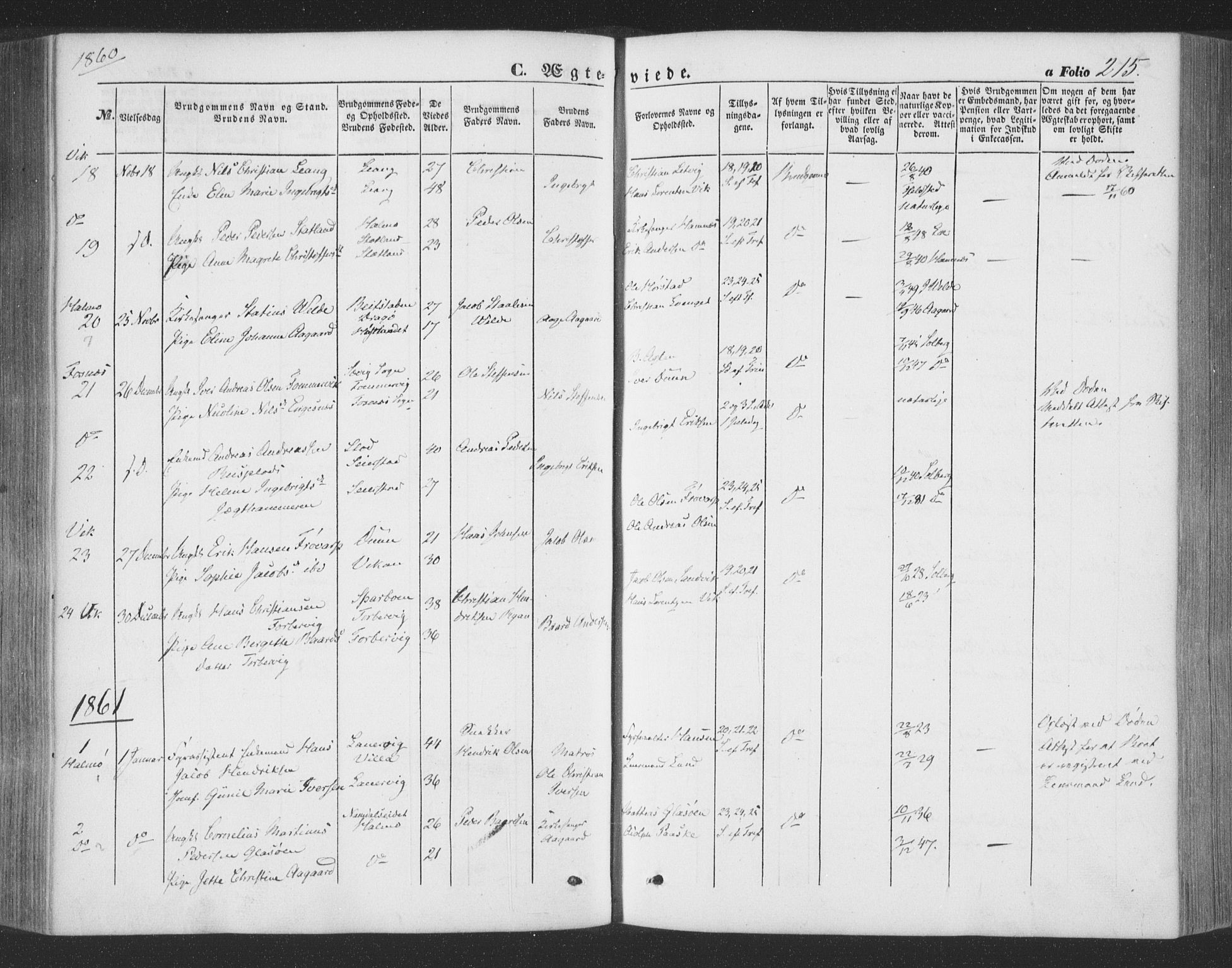 Ministerialprotokoller, klokkerbøker og fødselsregistre - Nord-Trøndelag, SAT/A-1458/773/L0615: Parish register (official) no. 773A06, 1857-1870, p. 215