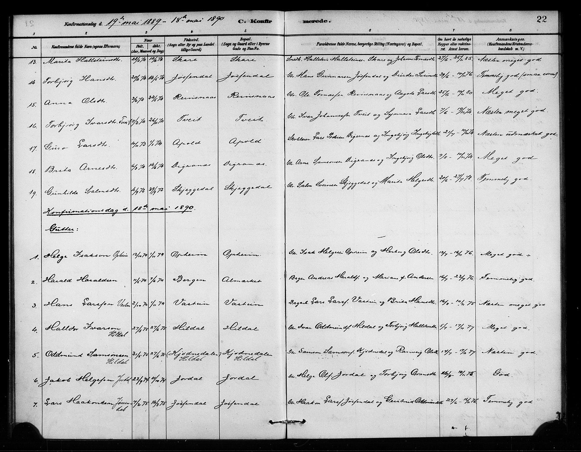 Odda Sokneprestembete, SAB/A-77201/H/Haa: Parish register (official) no. A 2, 1880-1915, p. 22