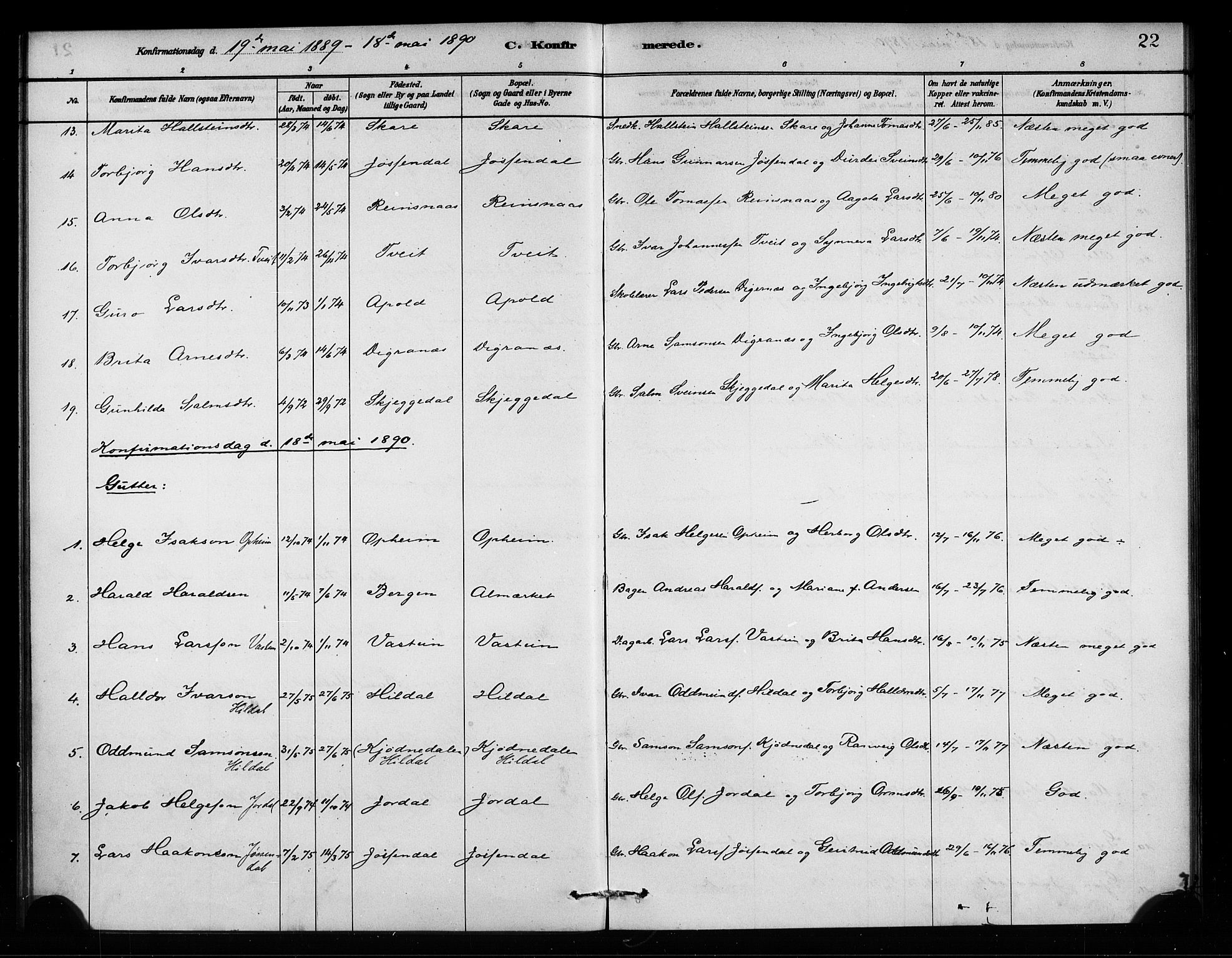 Odda Sokneprestembete, AV/SAB-A-77201/H/Haa: Parish register (official) no. A 2, 1880-1915, p. 22