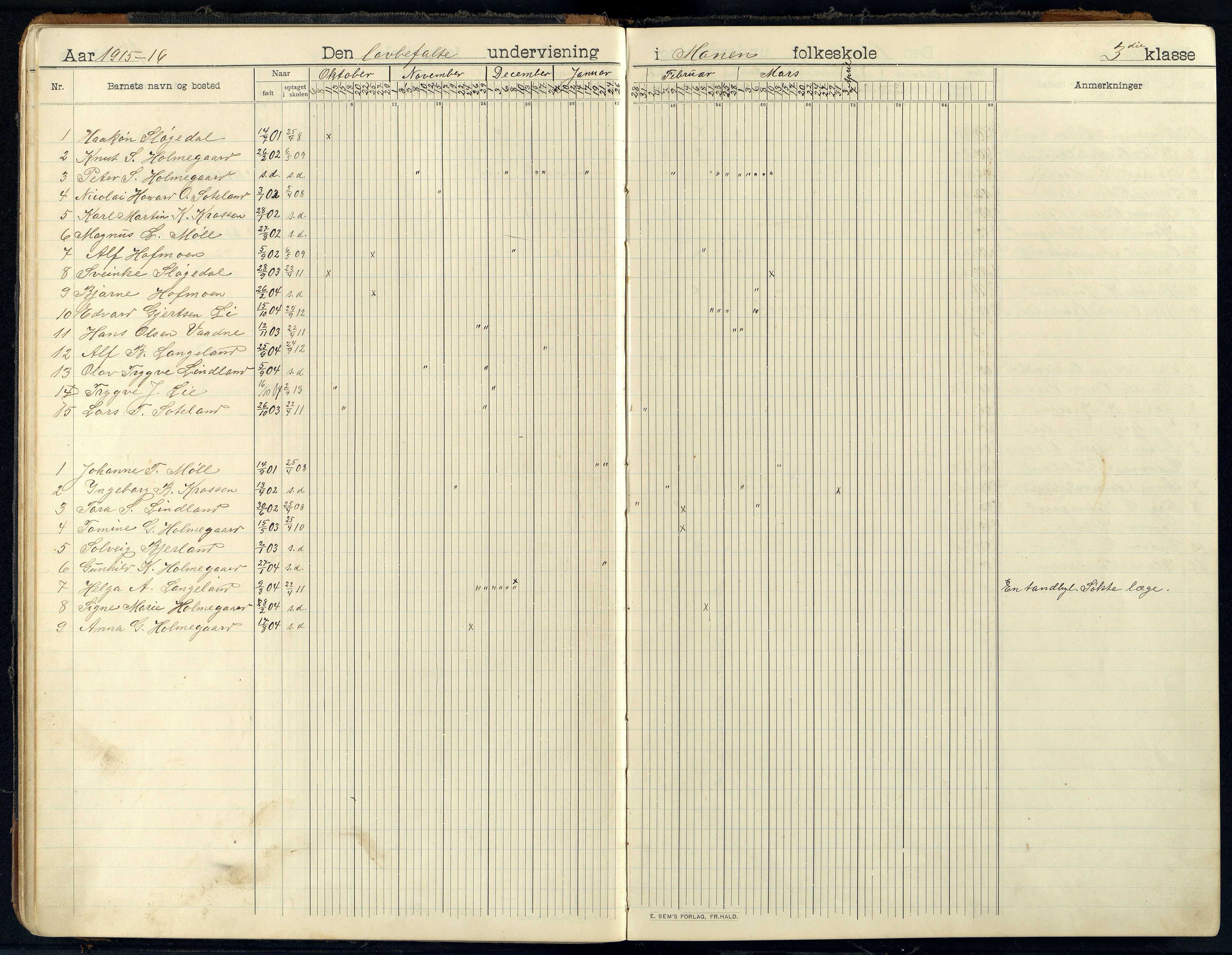 Holum kommune - Monen Skole, ARKSOR/1002HO551/I/L0002: Dagbok, 1908-1951, p. 24b-25a