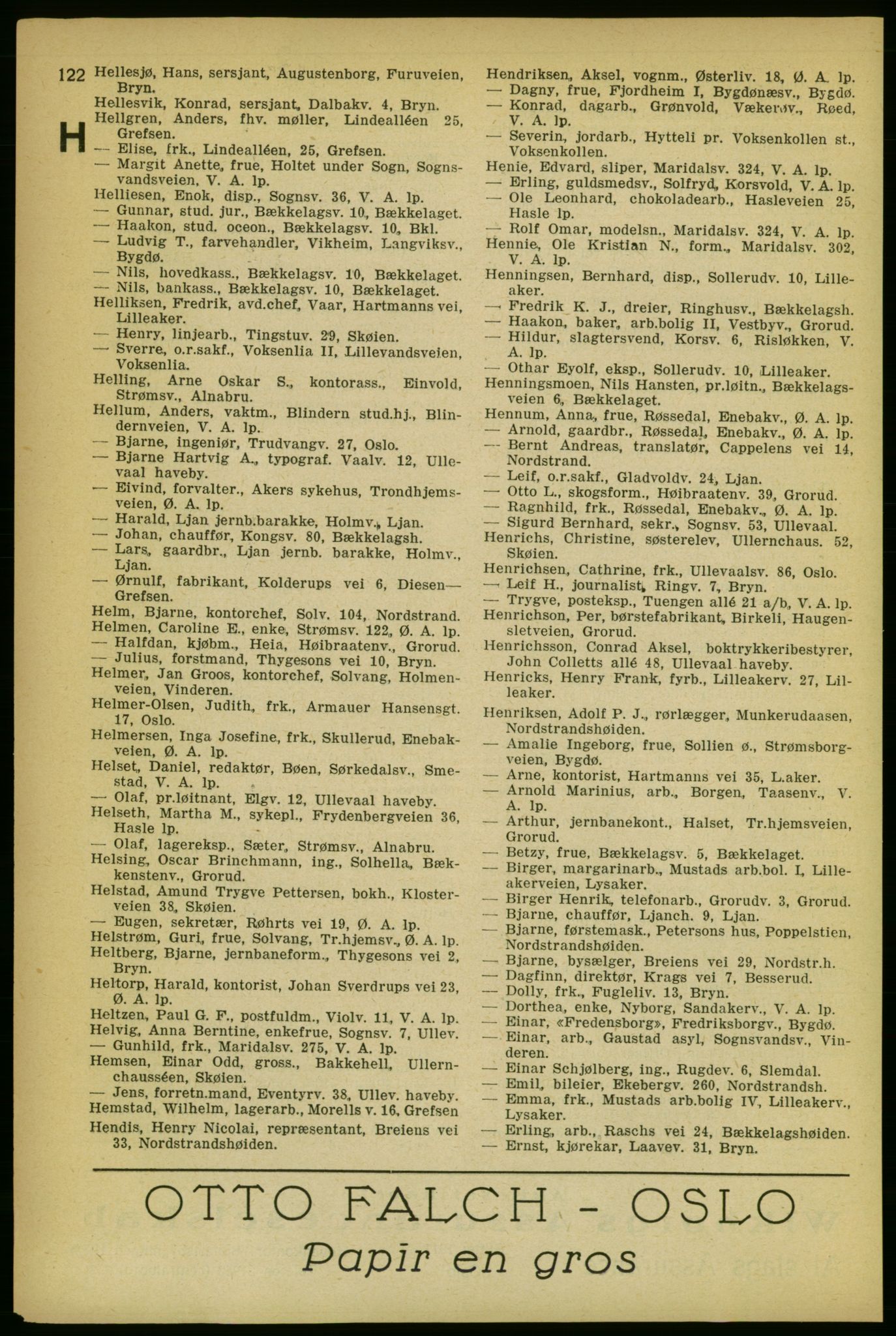 Aker adressebok/adressekalender, PUBL/001/A/004: Aker adressebok, 1929, p. 122
