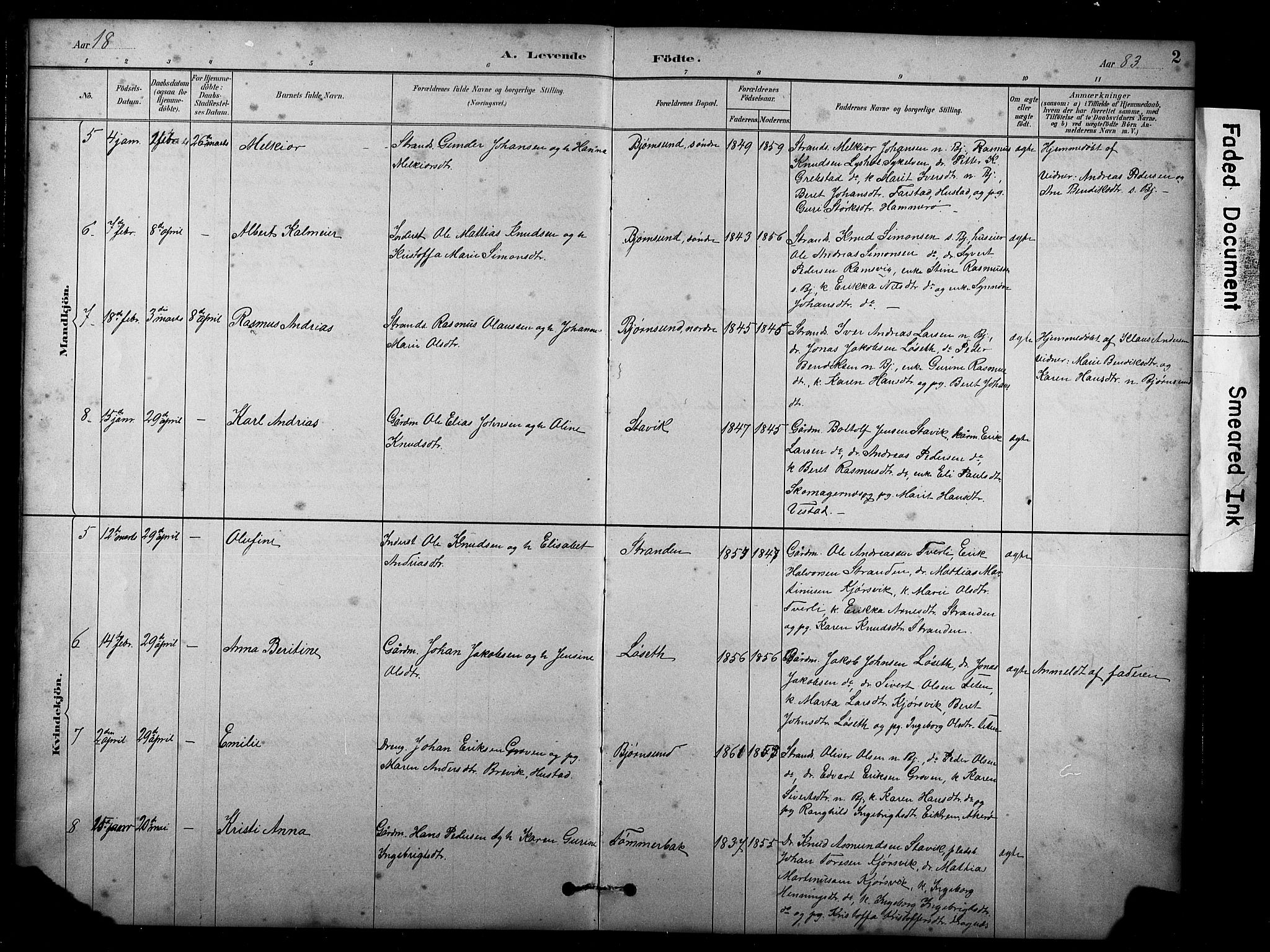 Ministerialprotokoller, klokkerbøker og fødselsregistre - Møre og Romsdal, AV/SAT-A-1454/565/L0755: Parish register (copy) no. 565C04, 1883-1903, p. 2