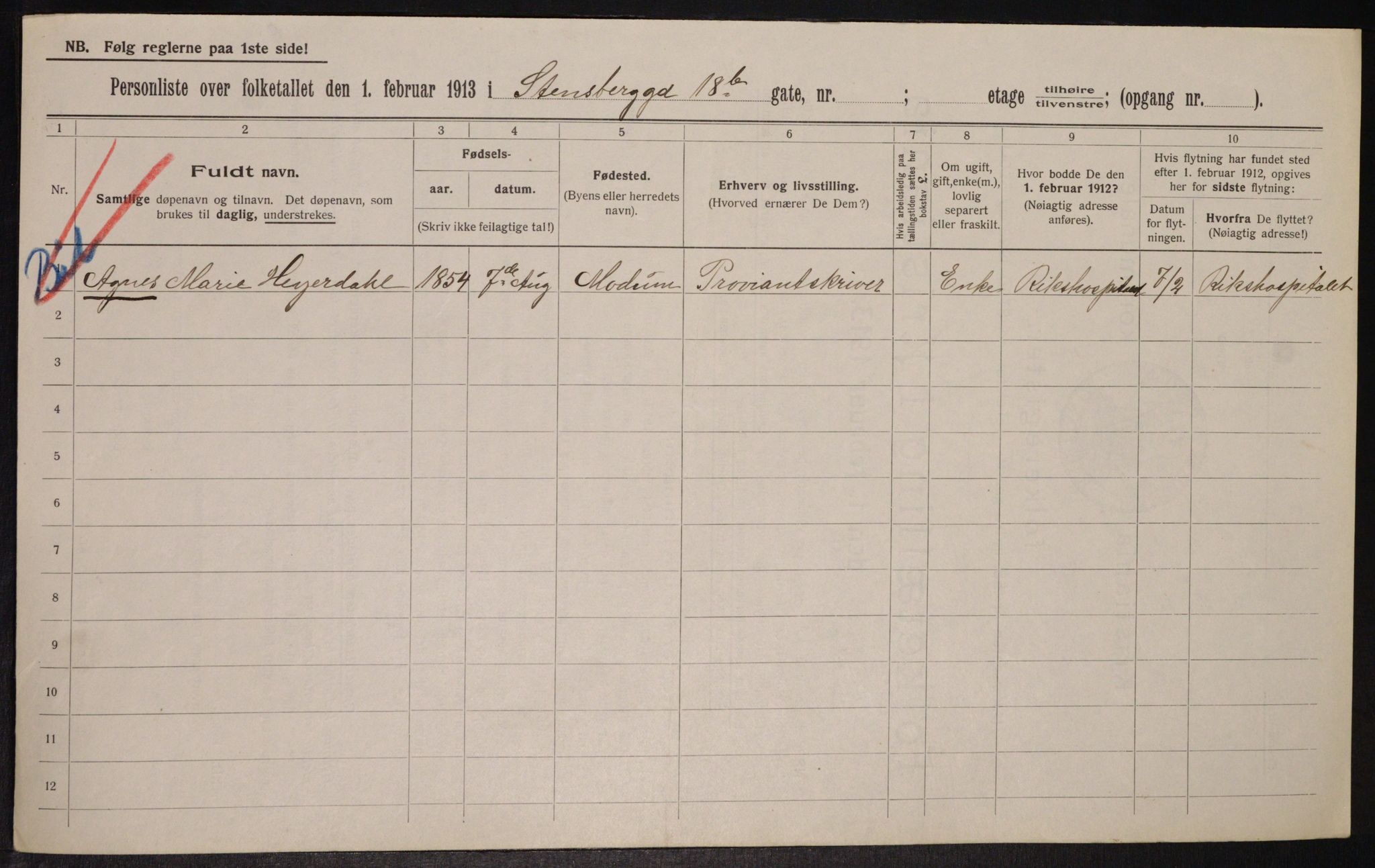 OBA, Municipal Census 1913 for Kristiania, 1913, p. 101637