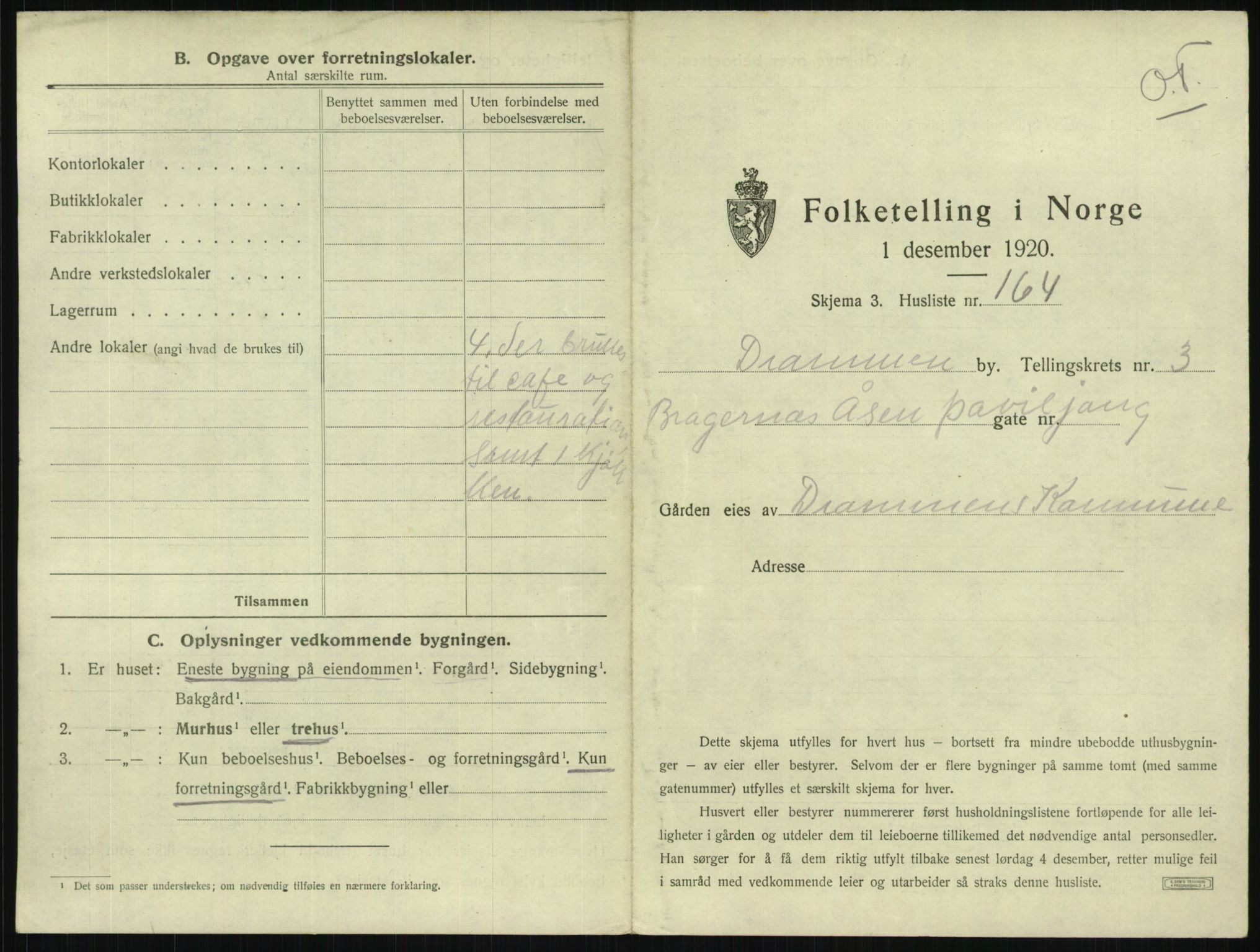 SAKO, 1920 census for Drammen, 1920, p. 1662