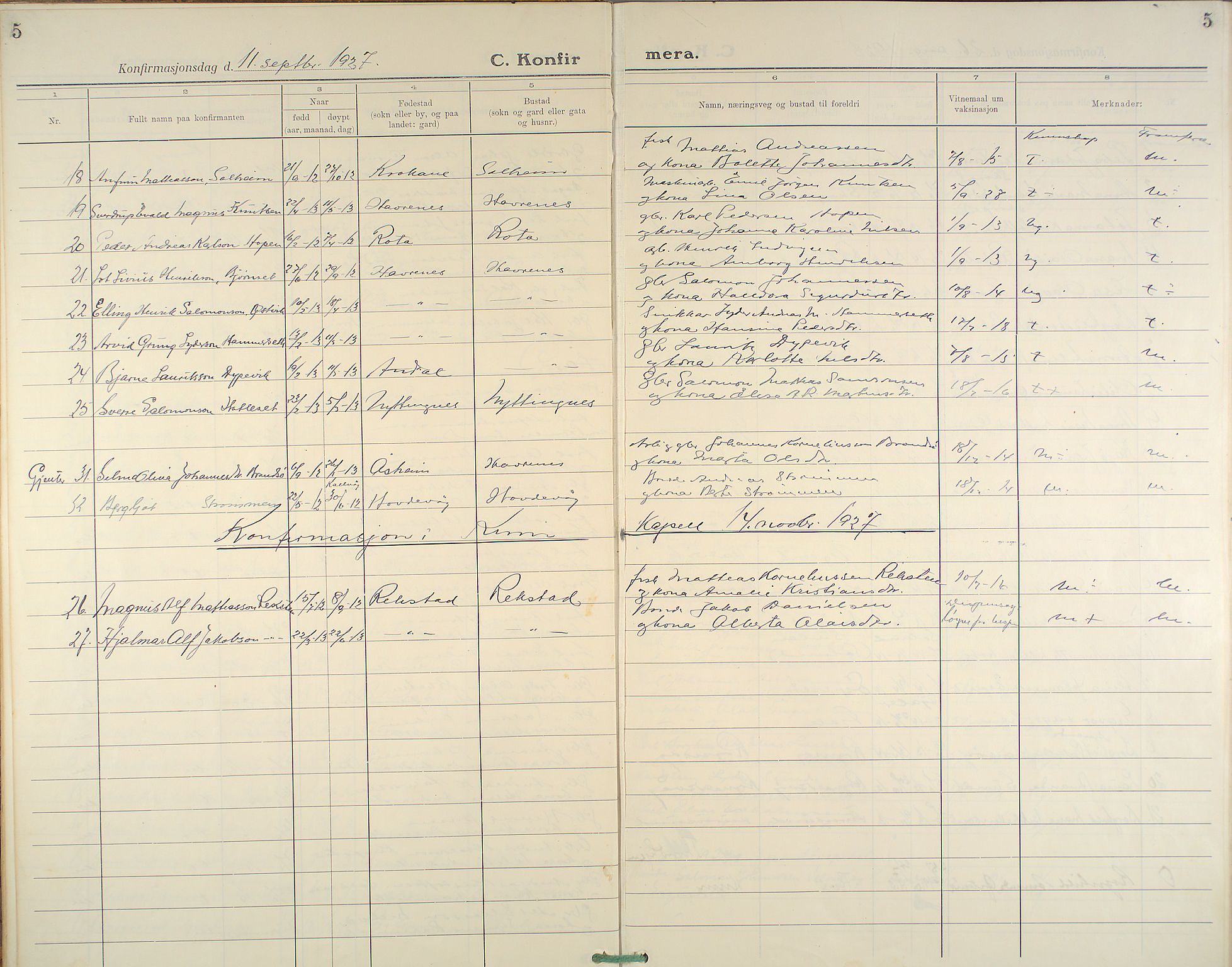 Kinn sokneprestembete, AV/SAB-A-80801/H/Haa/Haab/L0007: Parish register (official) no. B 7, 1926-1964, p. 5