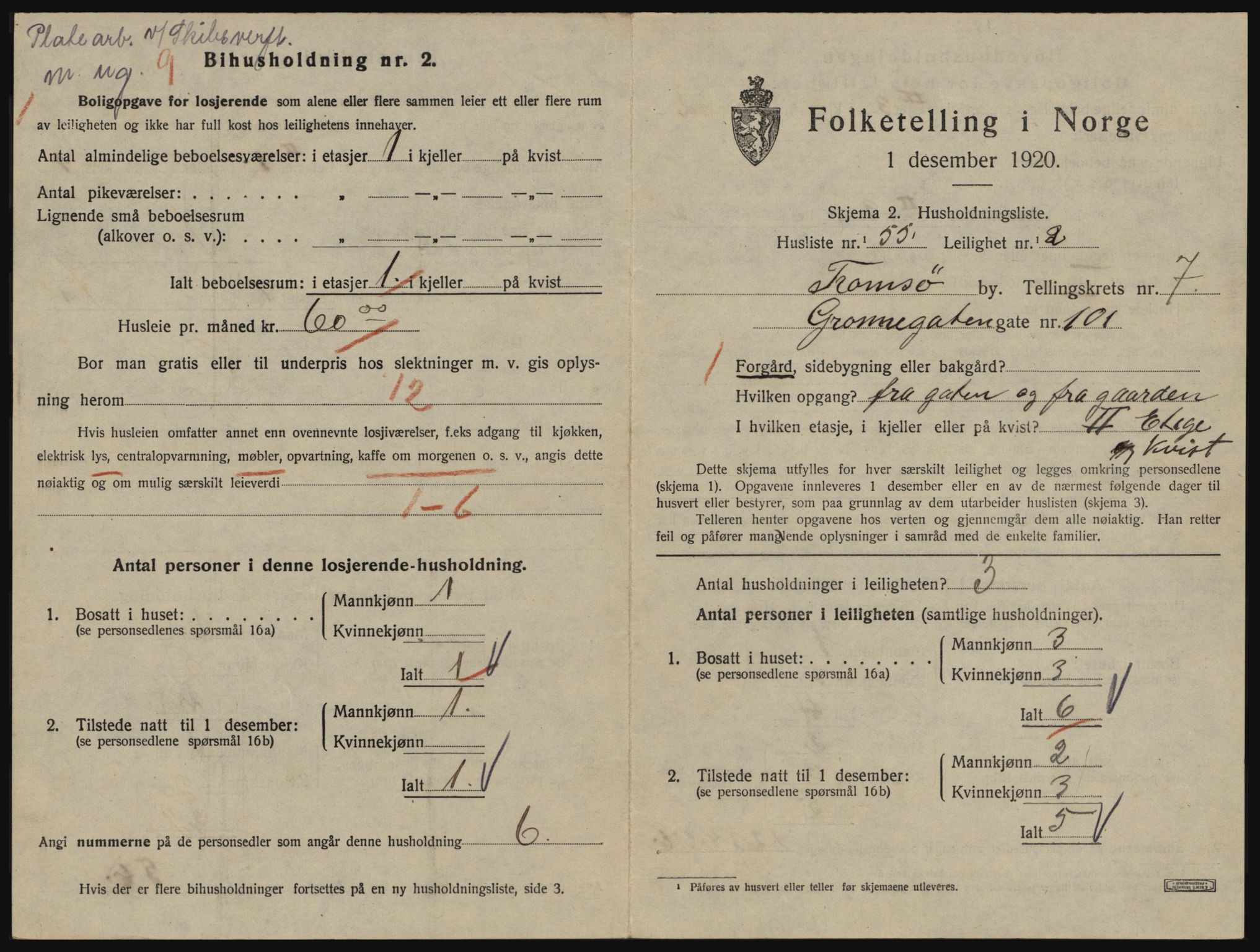 SATØ, 1920 census for Tromsø, 1920, p. 4345