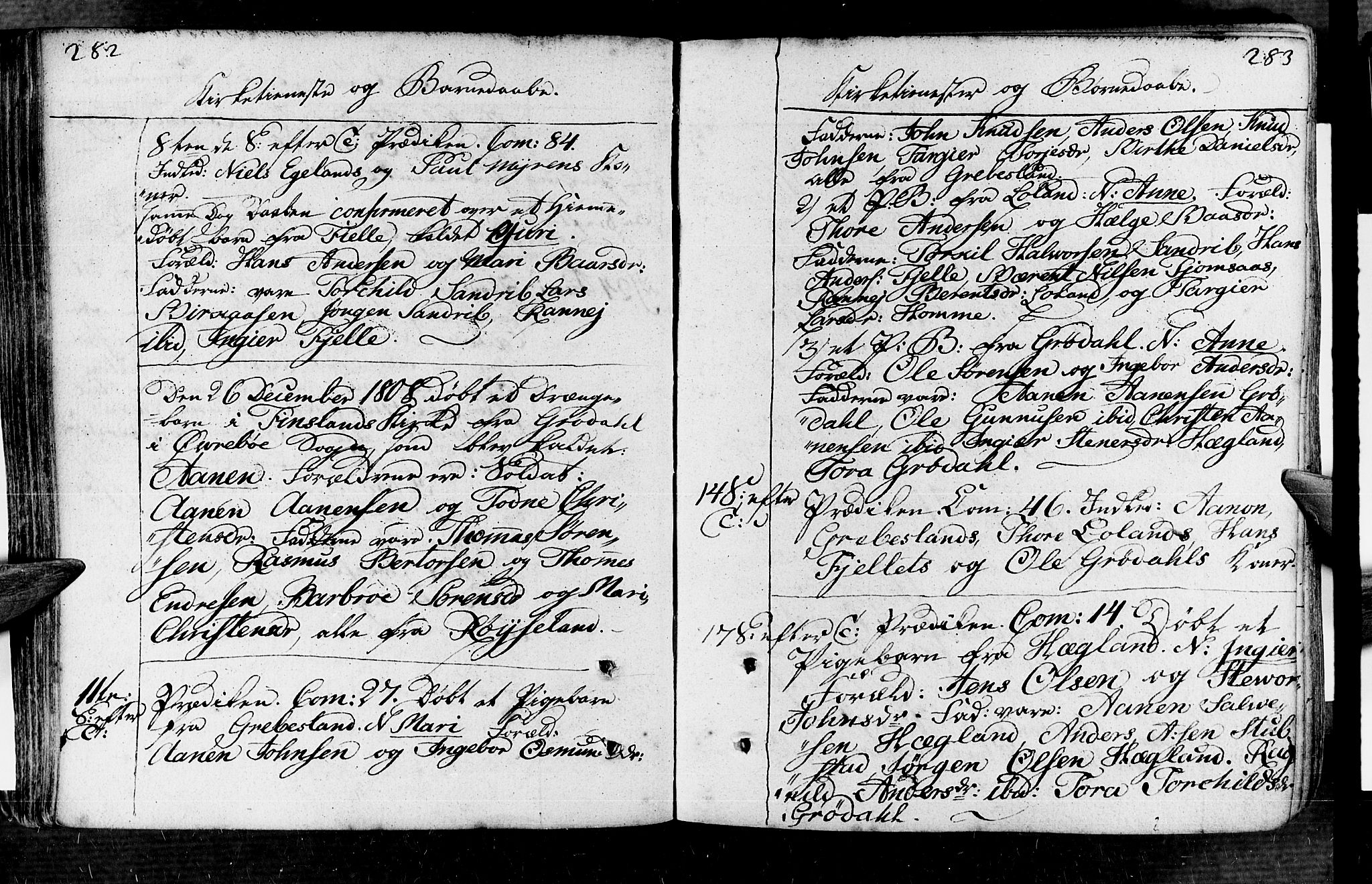 Vennesla sokneprestkontor, SAK/1111-0045/Fa/Fac/L0002: Parish register (official) no. A 2, 1785-1834, p. 282-283