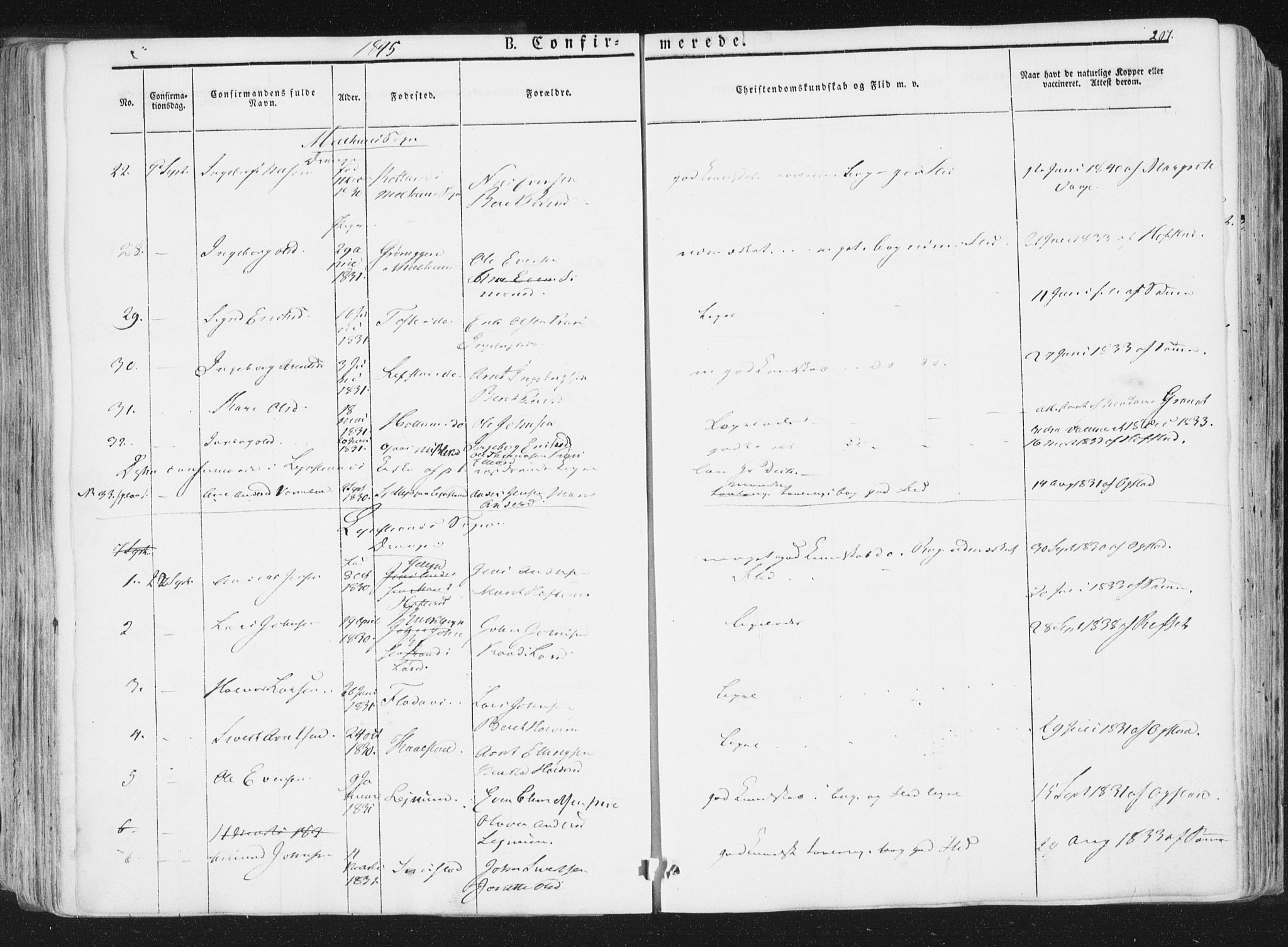 Ministerialprotokoller, klokkerbøker og fødselsregistre - Sør-Trøndelag, SAT/A-1456/691/L1074: Parish register (official) no. 691A06, 1842-1852, p. 207
