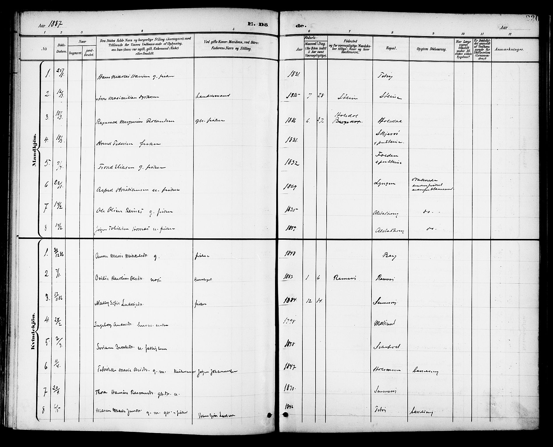 Ministerialprotokoller, klokkerbøker og fødselsregistre - Nordland, AV/SAT-A-1459/882/L1179: Parish register (official) no. 882A01, 1886-1898, p. 230