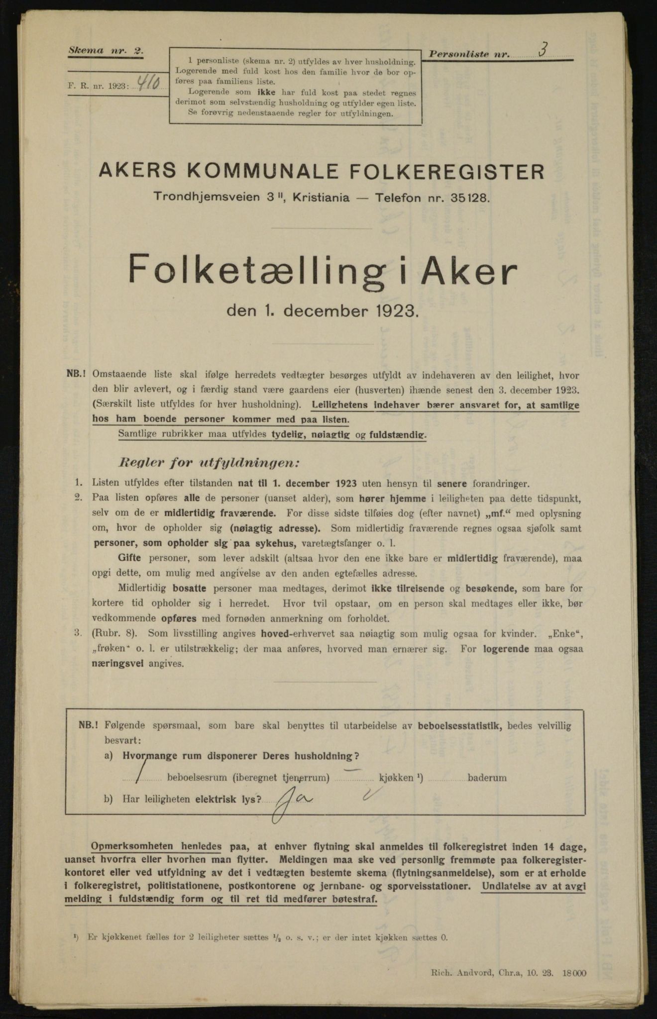 , Municipal Census 1923 for Aker, 1923, p. 9958