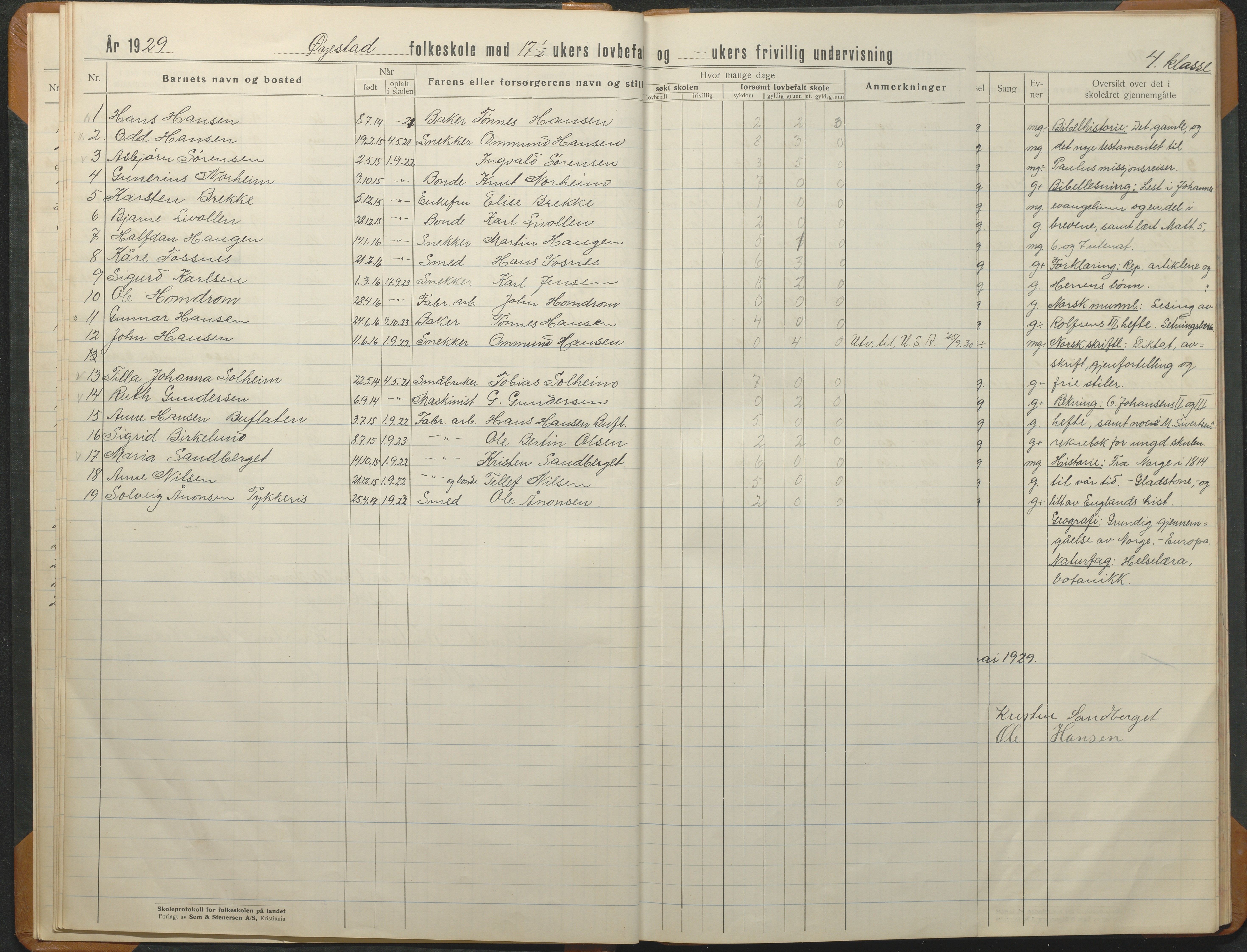 Øyestad kommune frem til 1979, AAKS/KA0920-PK/06/06F/L0015: Skoleprotokoll, 1926-1949