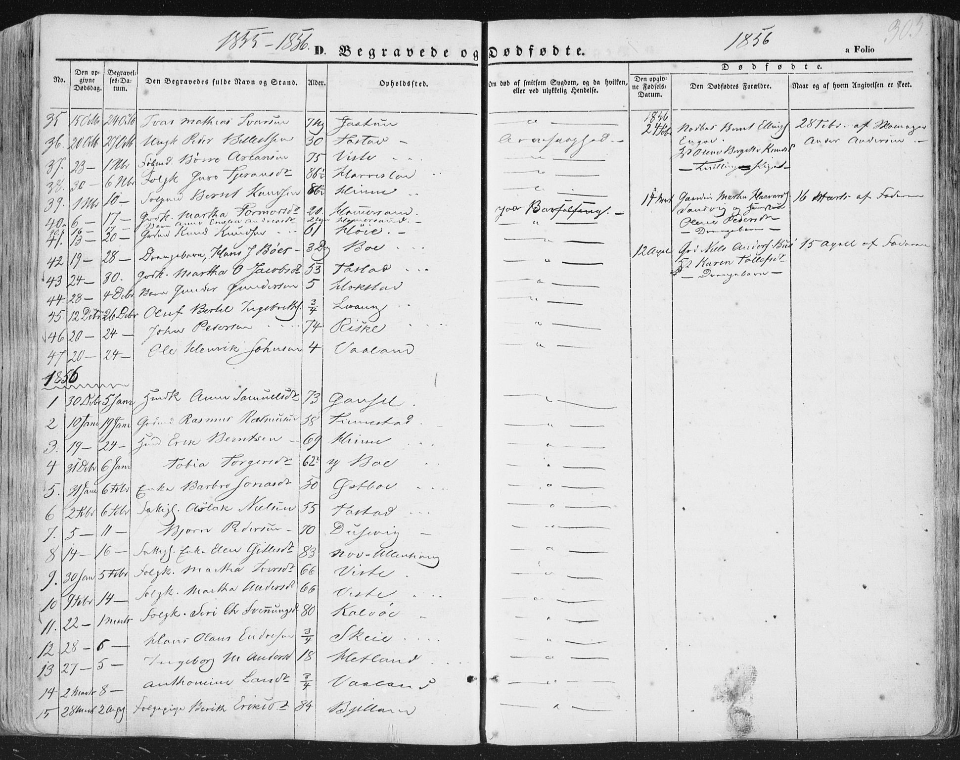 Hetland sokneprestkontor, AV/SAST-A-101826/30/30BA/L0002: Parish register (official) no. A 2, 1849-1869, p. 305