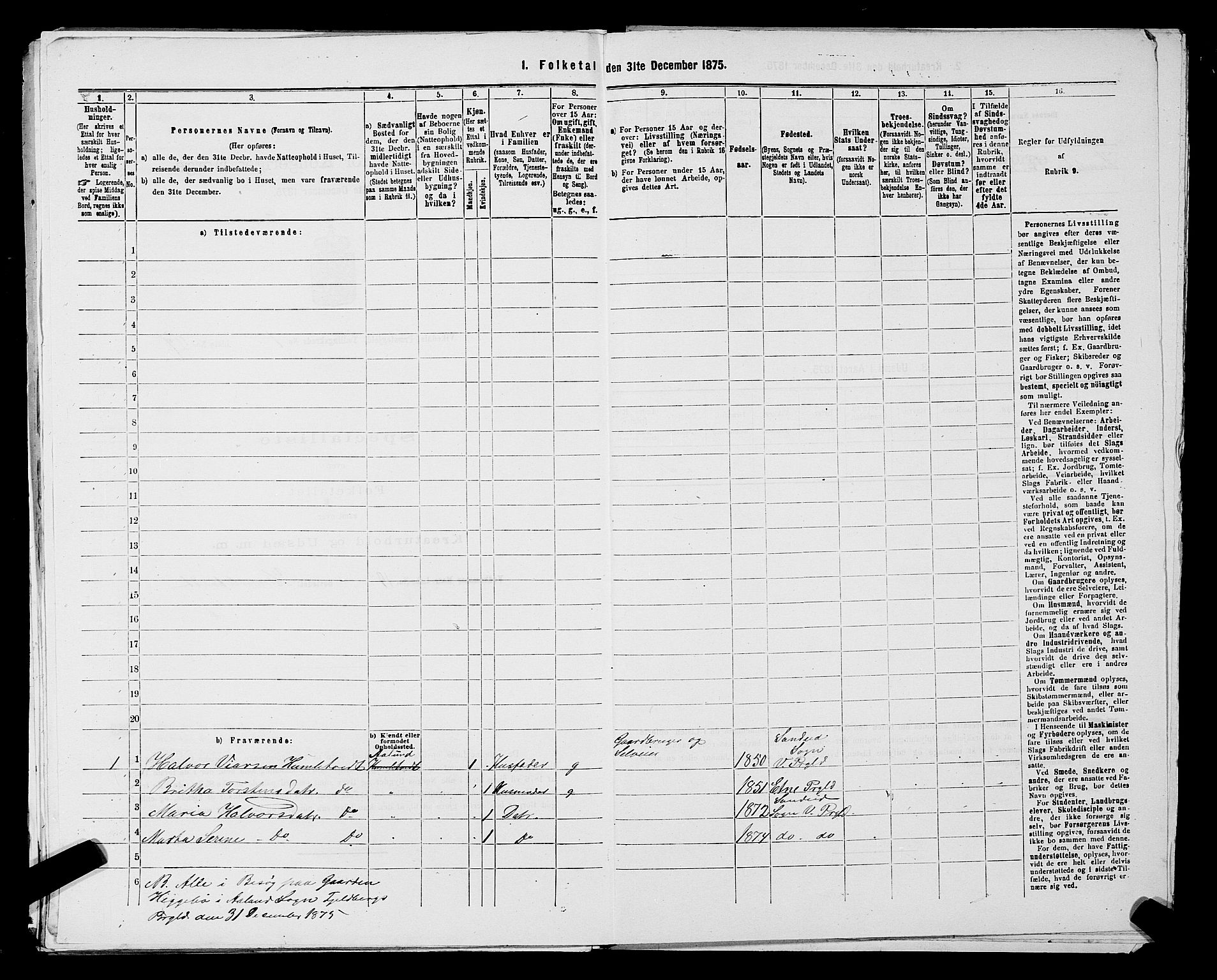 SAST, 1875 census for 1157P Vikedal, 1875, p. 122