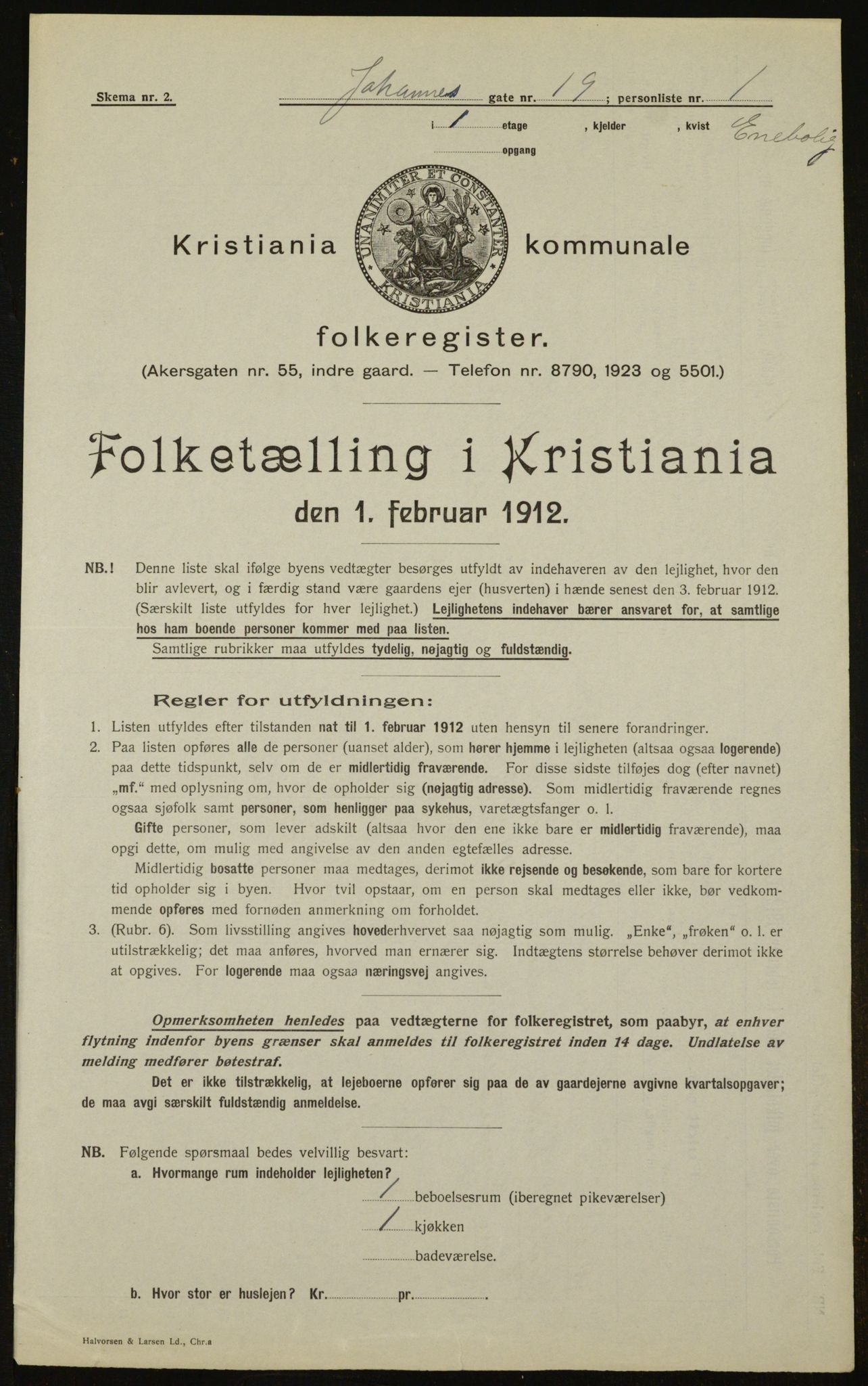 OBA, Municipal Census 1912 for Kristiania, 1912, p. 47632