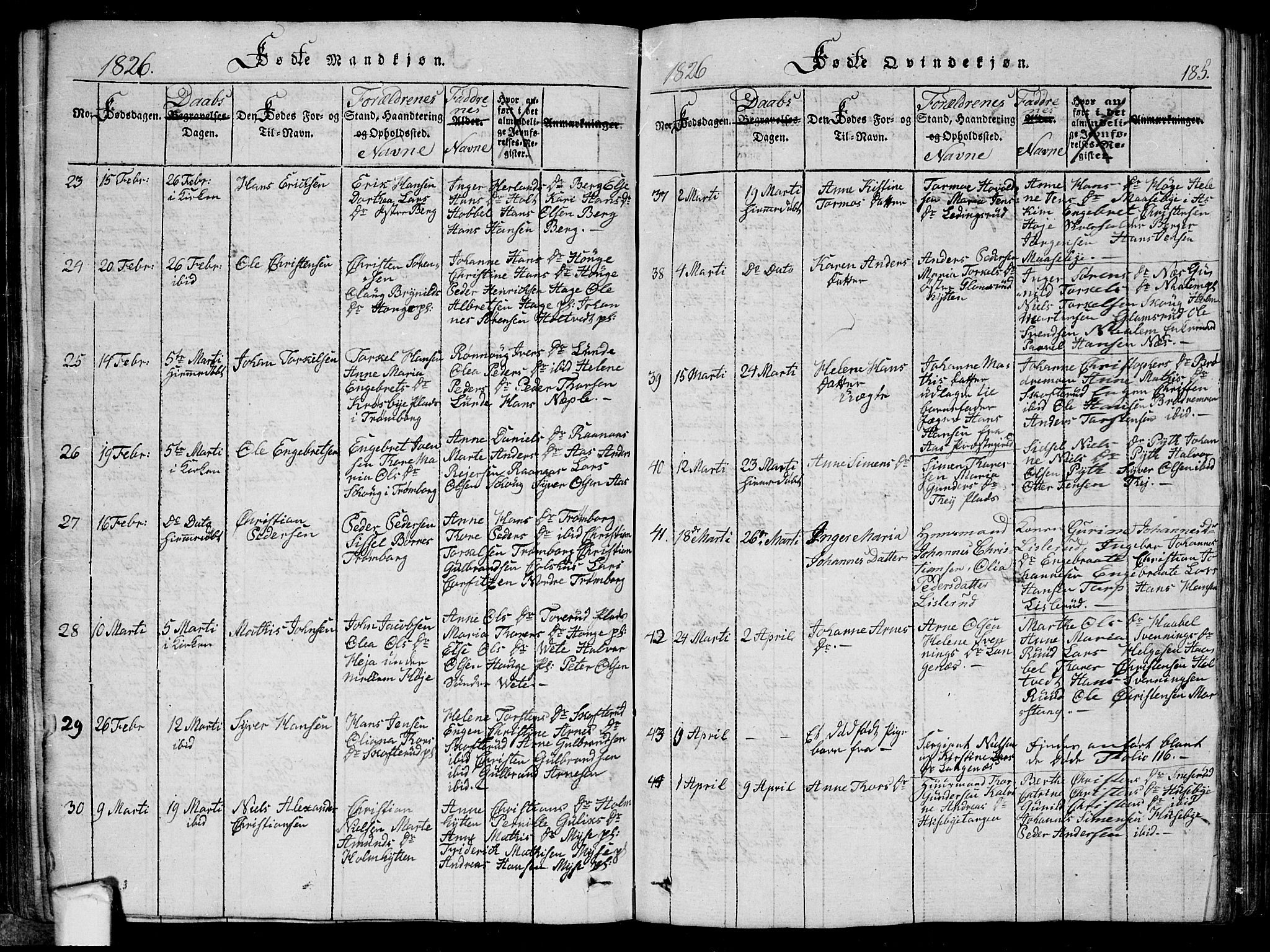 Eidsberg prestekontor Kirkebøker, AV/SAO-A-10905/G/Ga/L0001: Parish register (copy) no. I 1, 1814-1831, p. 185