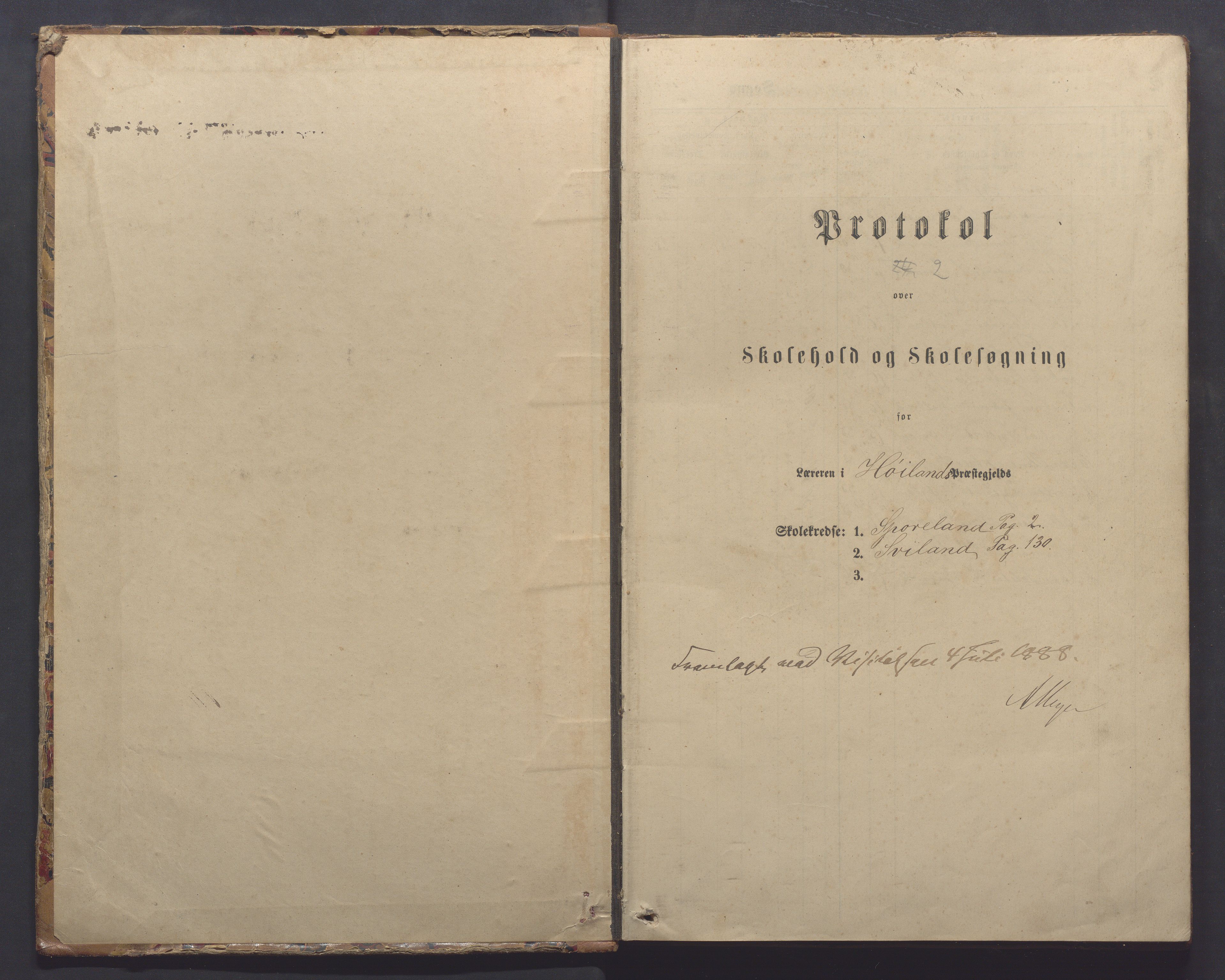 Høyland kommune - Sporaland skole, IKAR/K-100085/E/L0003: Skoleprotokoll, 1888-1910